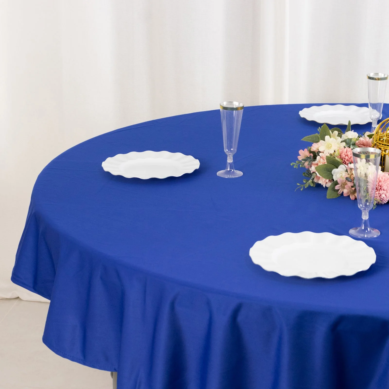 Scuba Round Tablecloth 70" Royal Blue - Wrinkle Free Table Cover - Image 7
