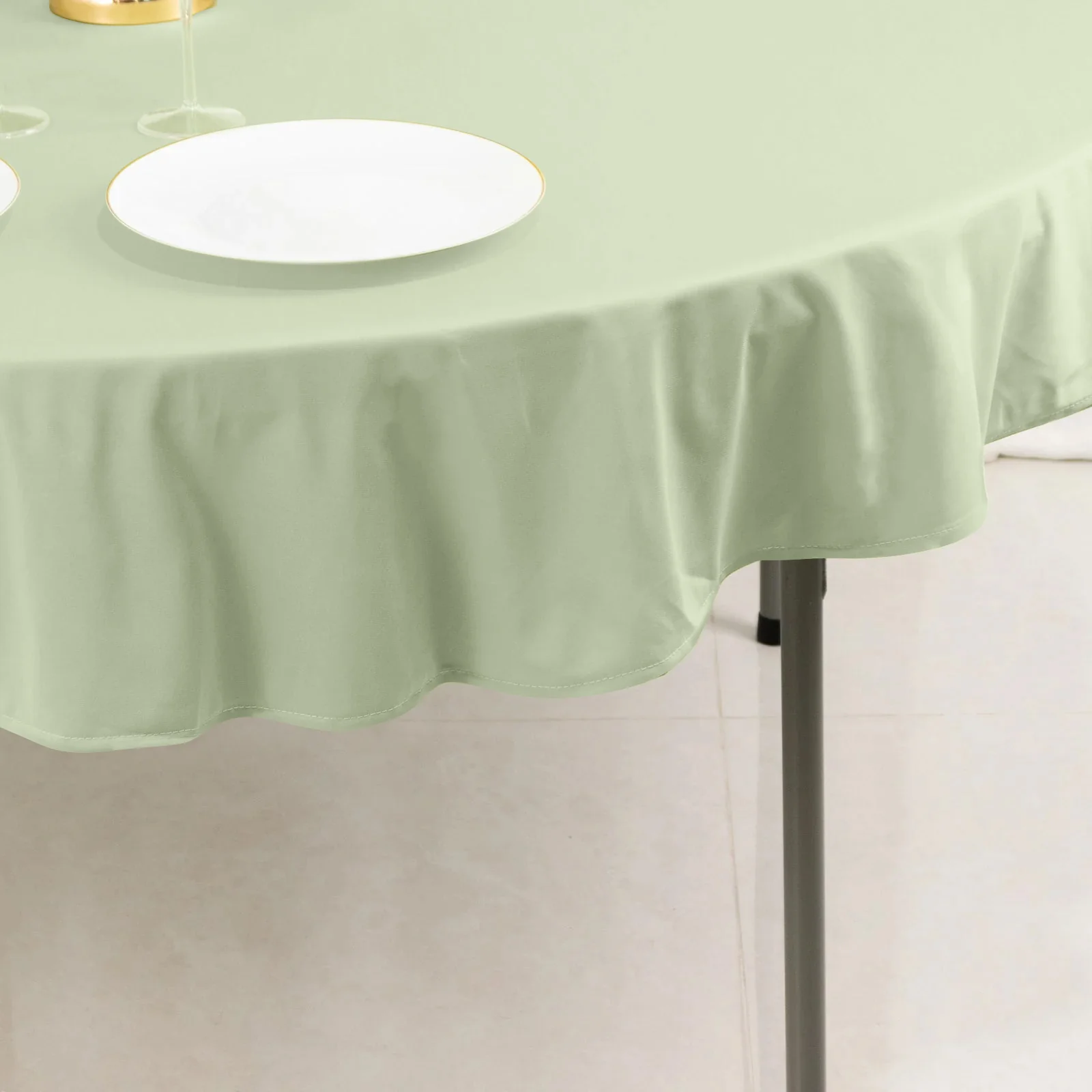 Scuba Round Tablecloth 70" Sage Green - Wrinkle Free Table Cover - Image 9