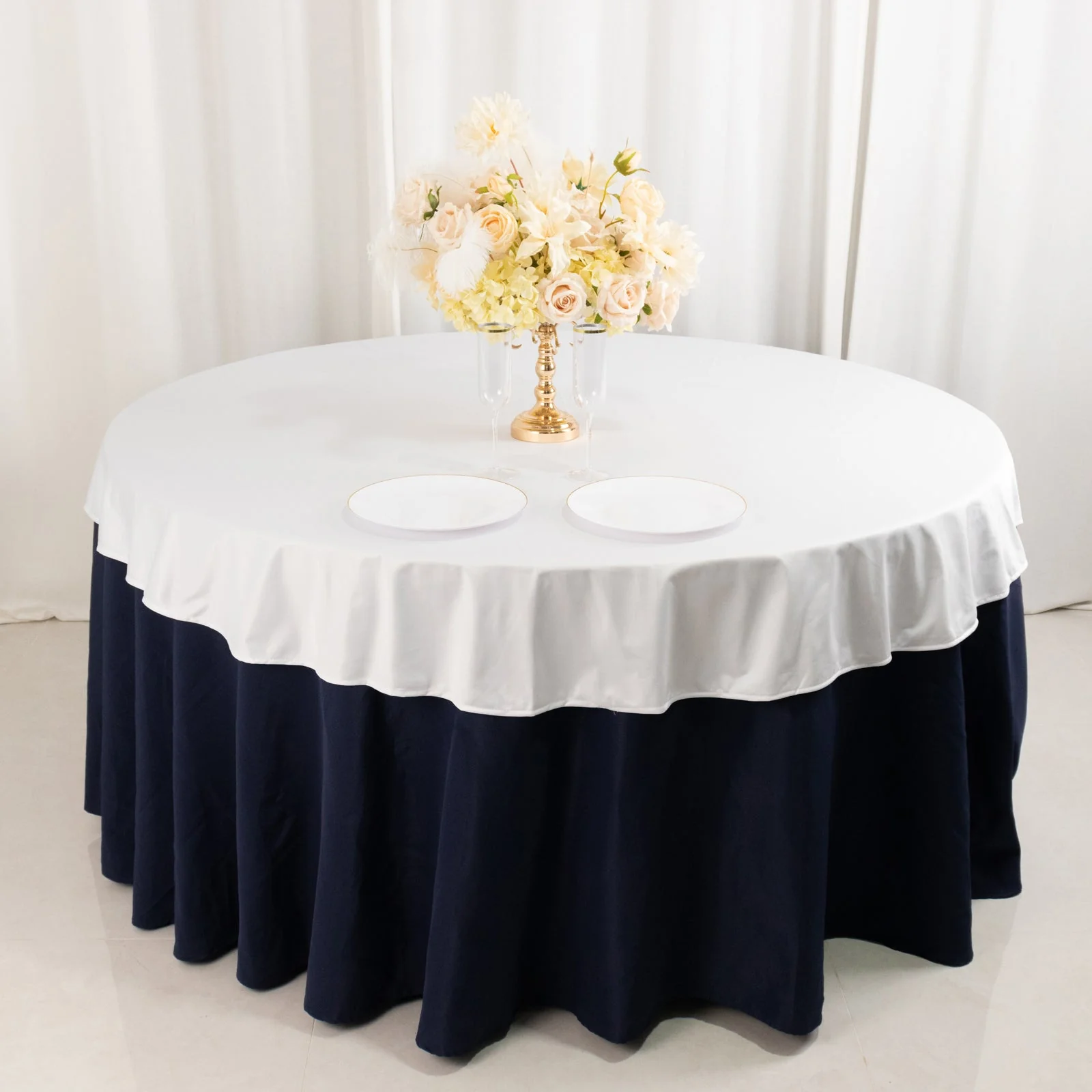 Scuba Round Tablecloth 70" White - Wrinkle Free & Stain Resistant Sophisticated Table Cover - Image 2