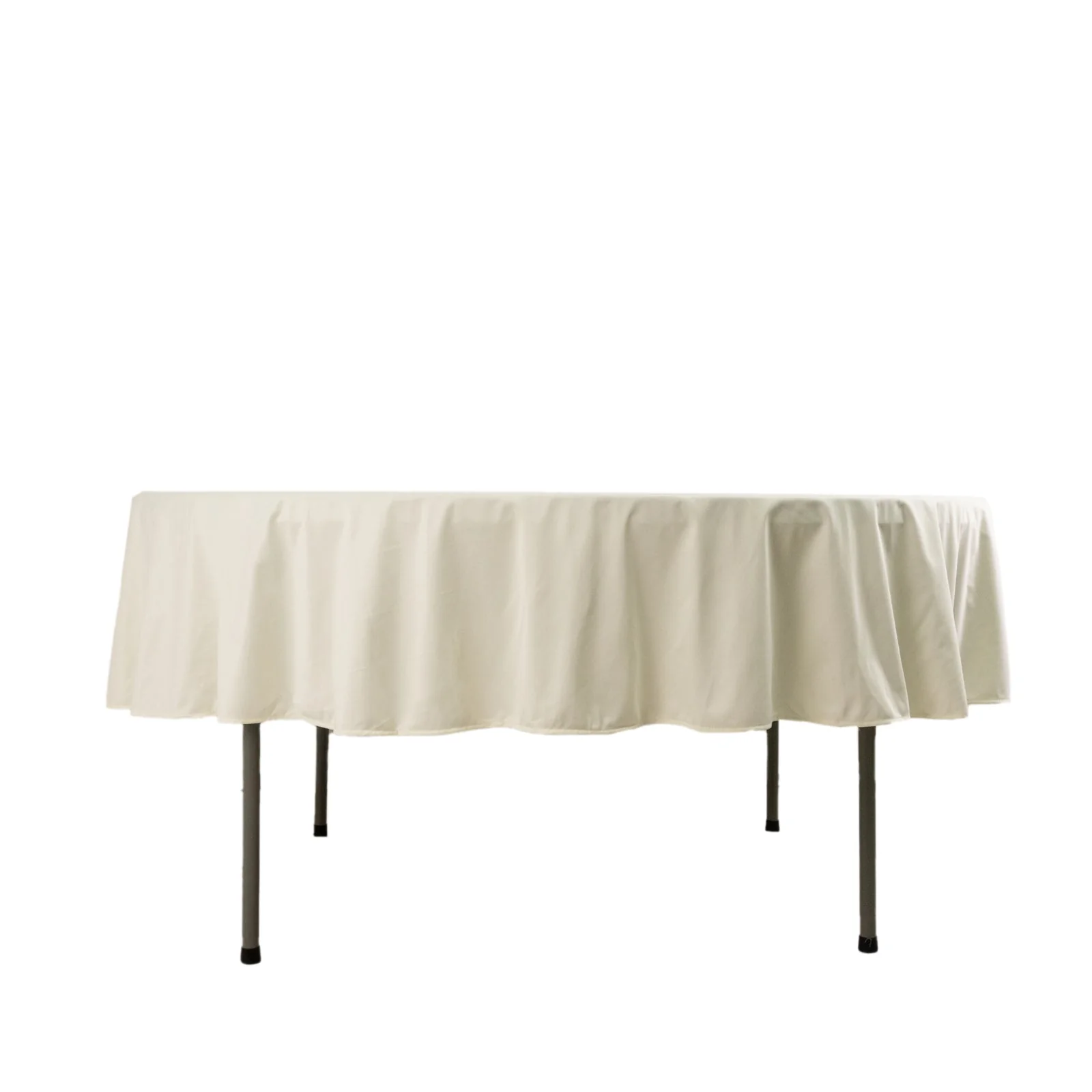 Scuba Round Tablecloth 90" Ivory - Wrinkle Free Table Cover - Image 8