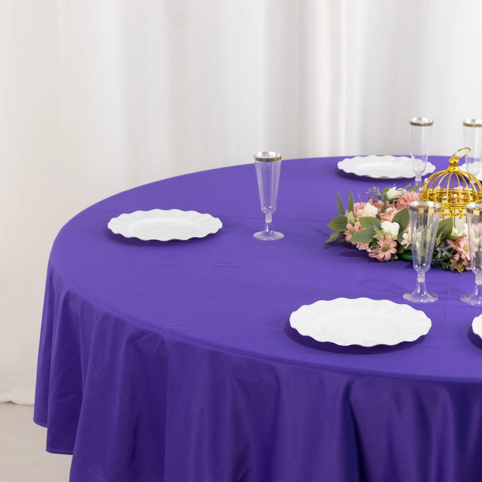 Scuba Round Tablecloth 90" Purple - Wrinkle Free Table Cover - Image 6