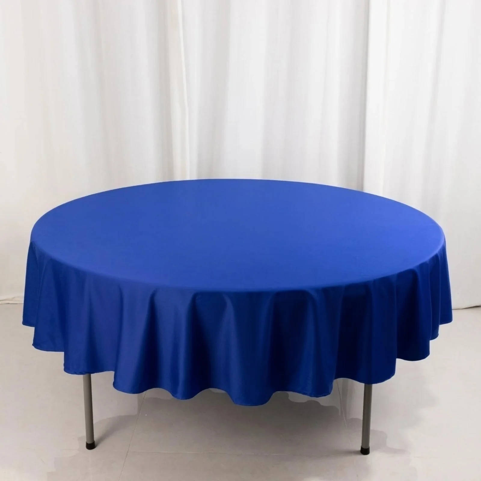 Scuba Round Tablecloth 90" Royal Blue - Wrinkle Free Table Cover