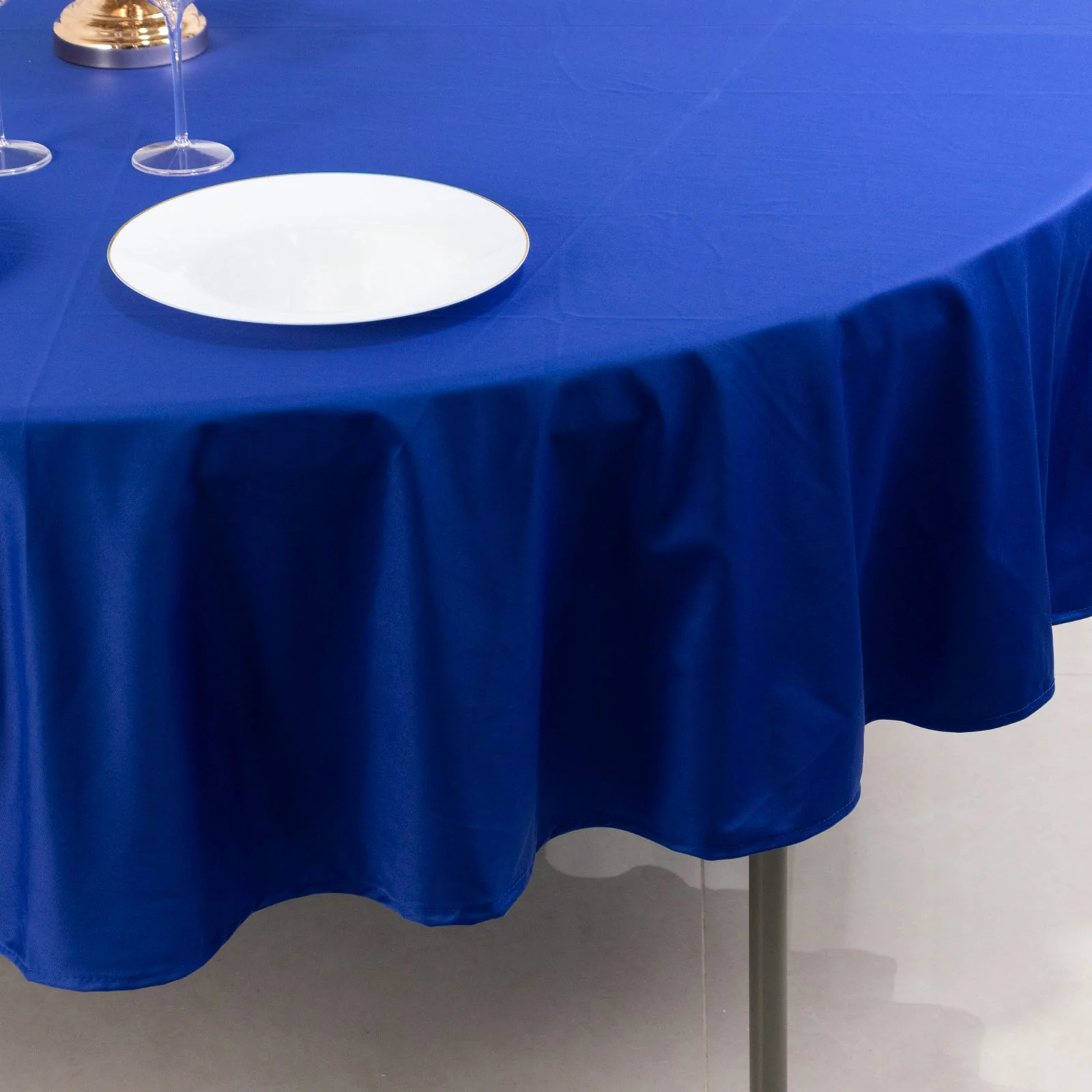 Scuba Round Tablecloth 90" Royal Blue - Wrinkle Free Table Cover - Image 10