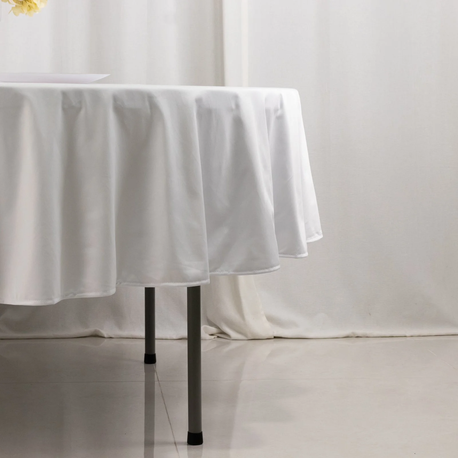 Scuba Round Tablecloth 90" White - Wrinkle Free & Stain Resistant Sophisticated Table Cover - Image 2