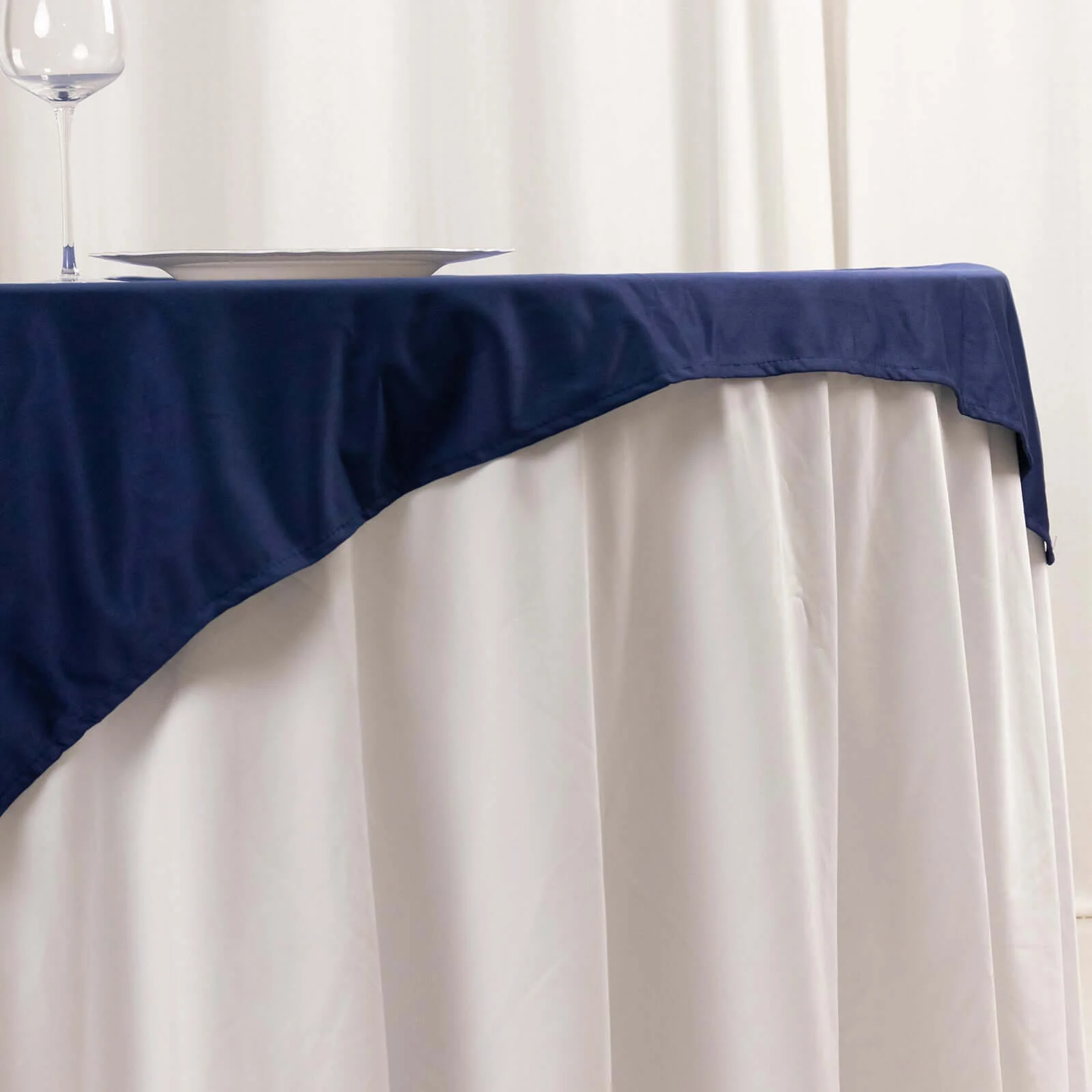 Scuba Square Table Overlay 54"x54" Navy Blue - Wrinkle Free Tablecloth Topper - Image 2
