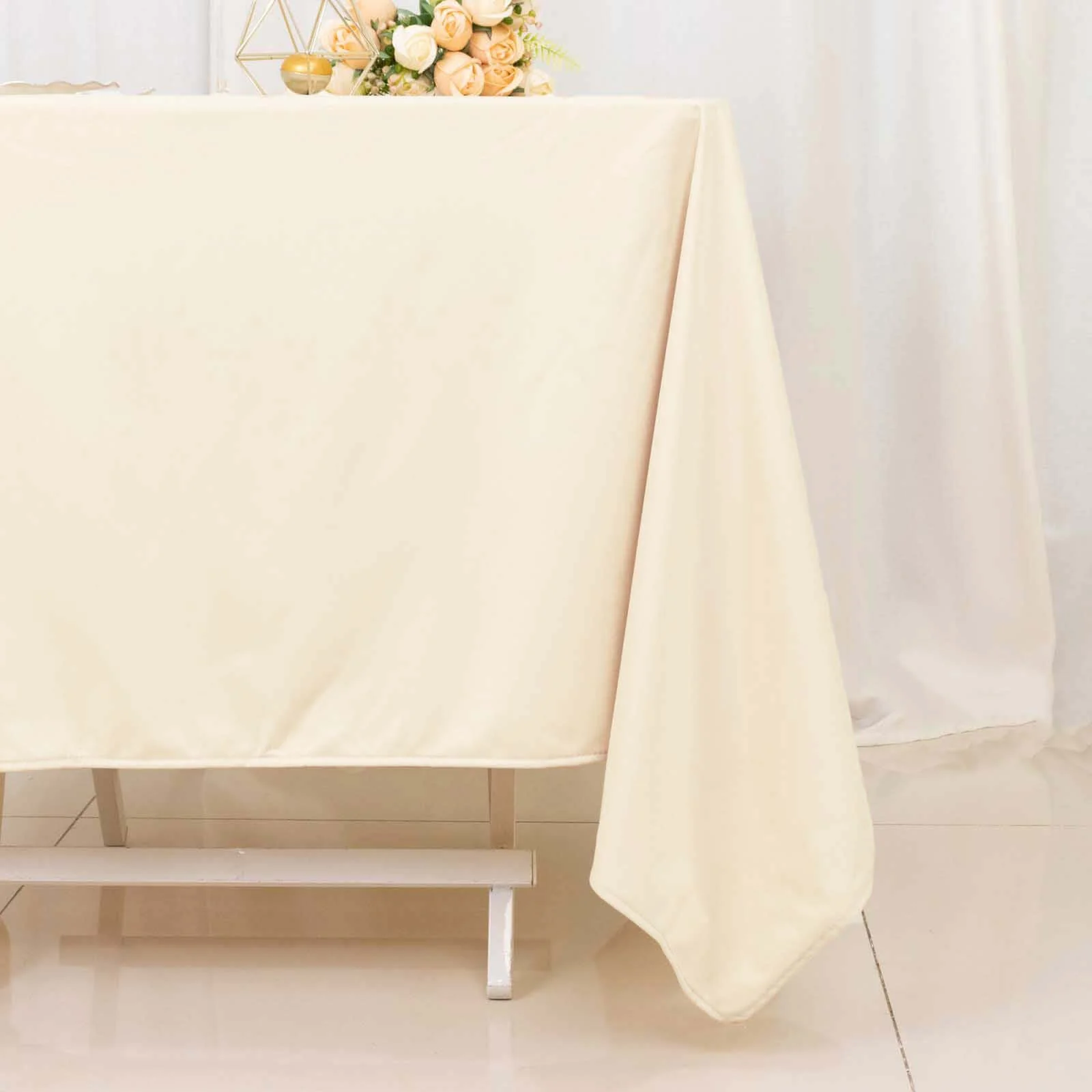Scuba Square Table Overlay 70"x70" Beige - Wrinkle Free & Stain Resistant Table Topper - Image 2