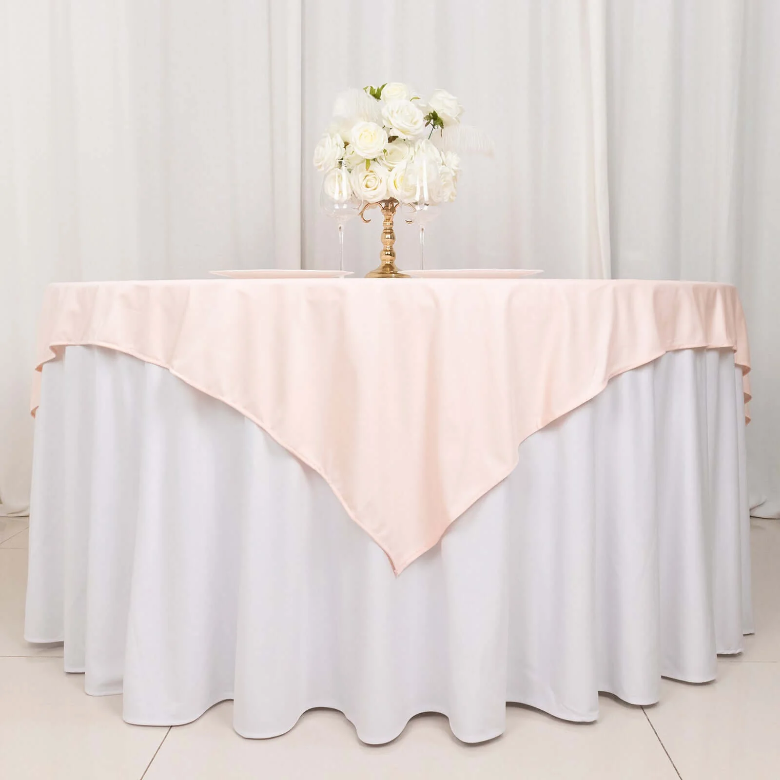 Scuba Square Table Overlay 70"x70" Blush - Wrinkle Free & Stain Resistant Table Topper - Image 2