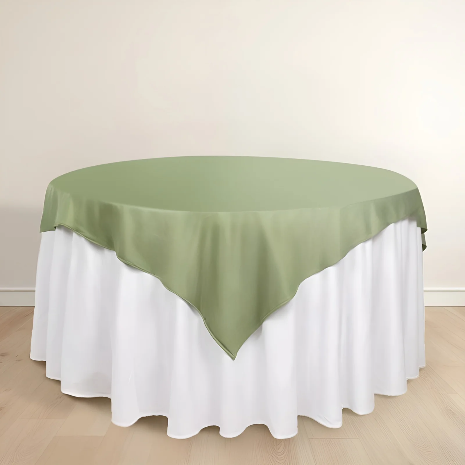Scuba Square Table Overlay 70"x70" Dusty Sage Green - Wrinkle Free & Stain Resistant Table Topper