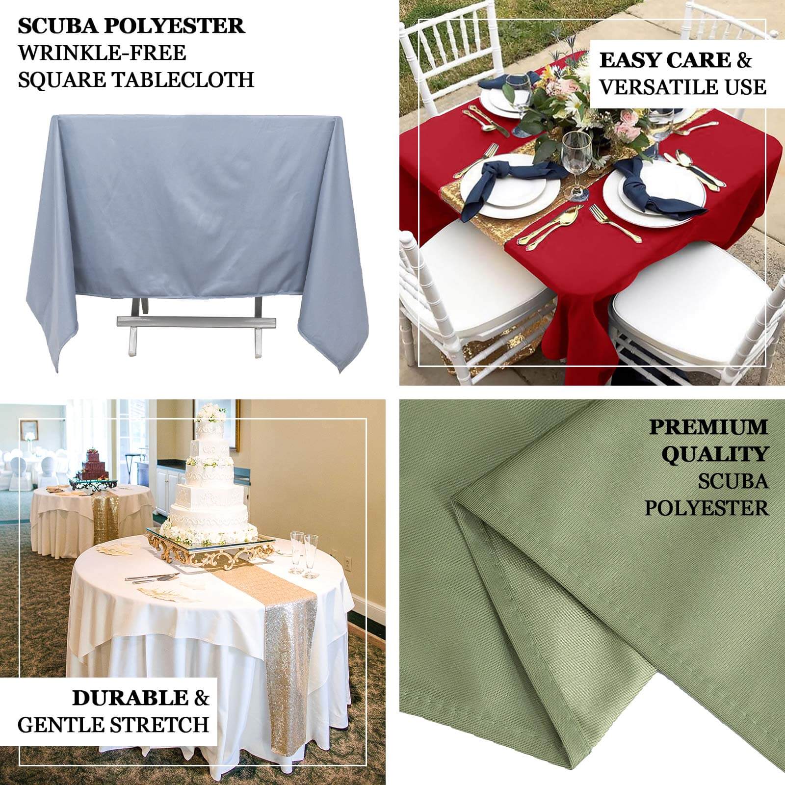 Scuba Square Table Overlay 70"x70" Red - Wrinkle Free & Stain Resistant Table Topper - Image 4
