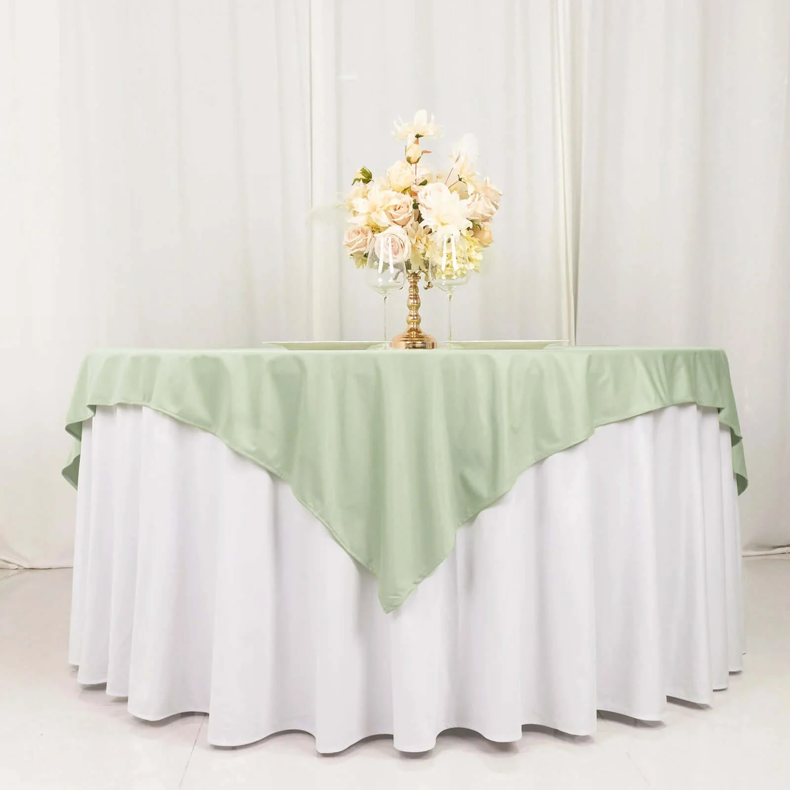 Scuba Square Table Overlay 70"x70" Sage Green - Wrinkle Free & Stain Resistant Table Topper - Image 2