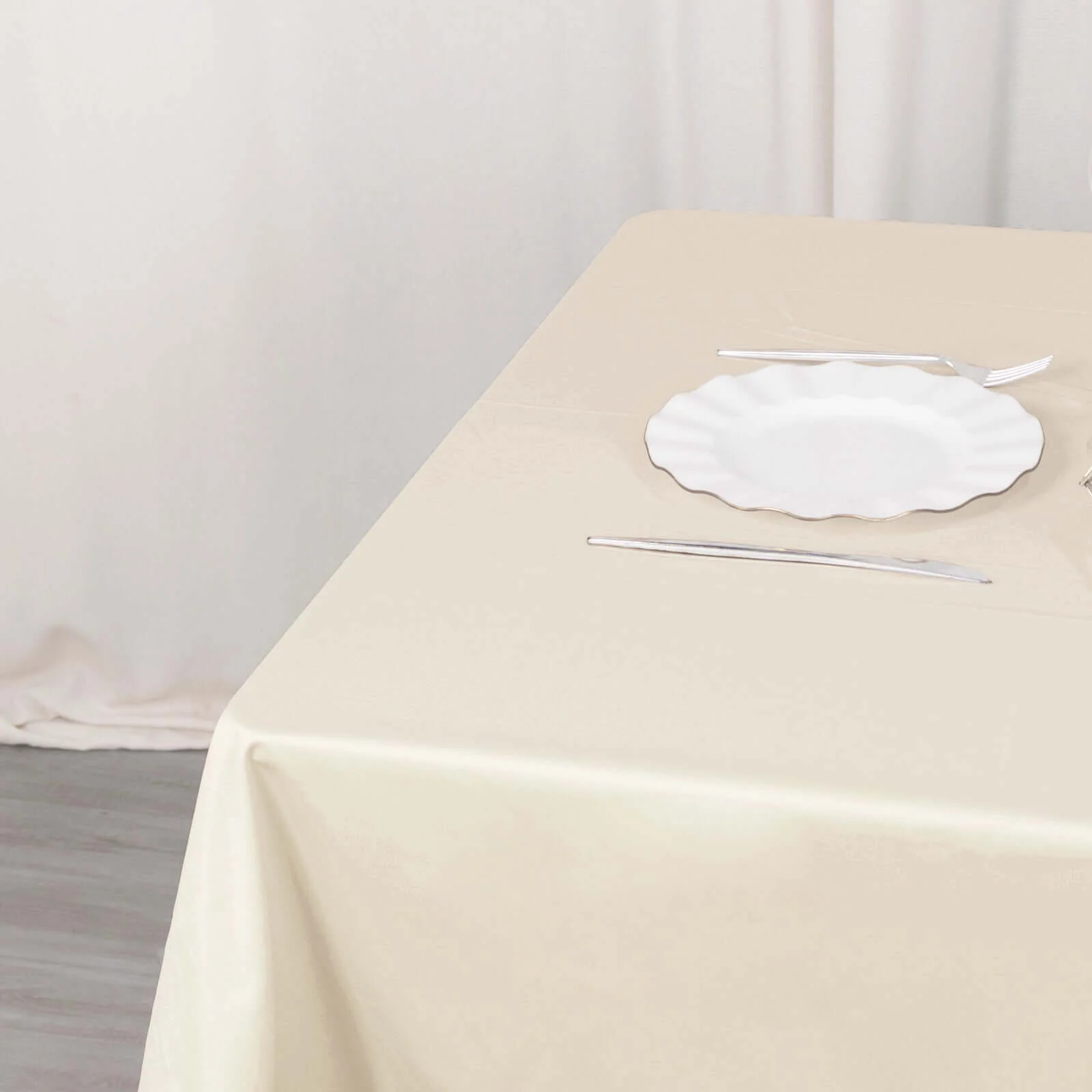 Scuba Square Tablecloth 54"x54" Beige - Wrinkle Free Table Cover - Image 7