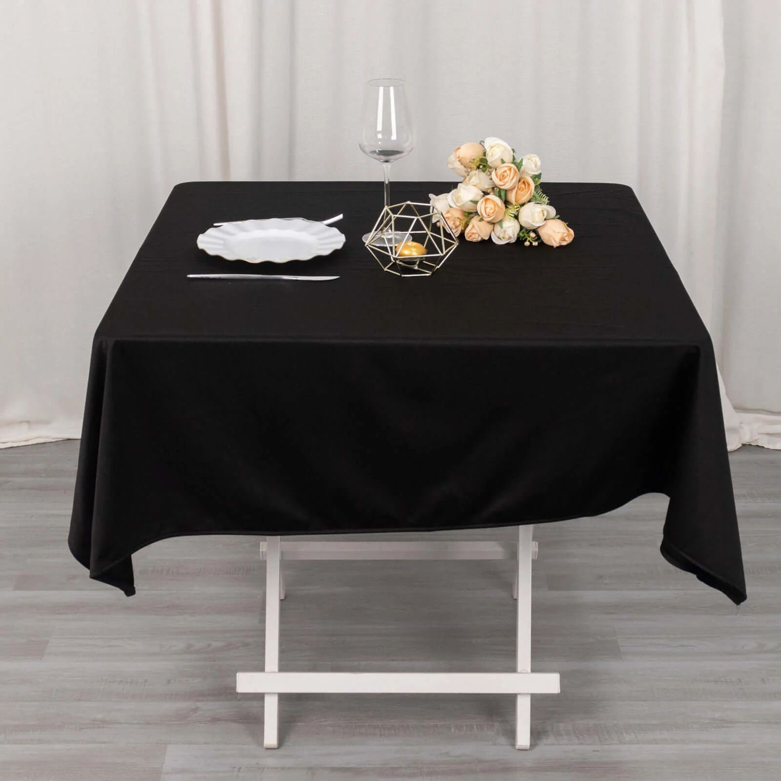 Scuba Square Tablecloth 54"x54" Black - Wrinkle Free Table Cover - Image 3