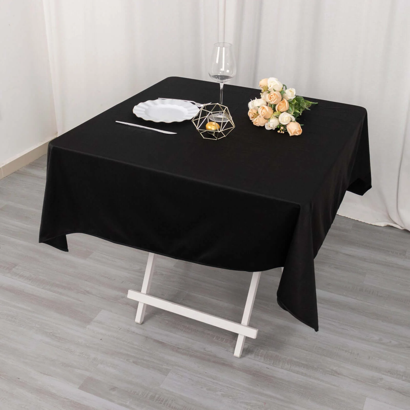 Scuba Square Tablecloth 54"x54" Black - Wrinkle Free Table Cover - Image 7