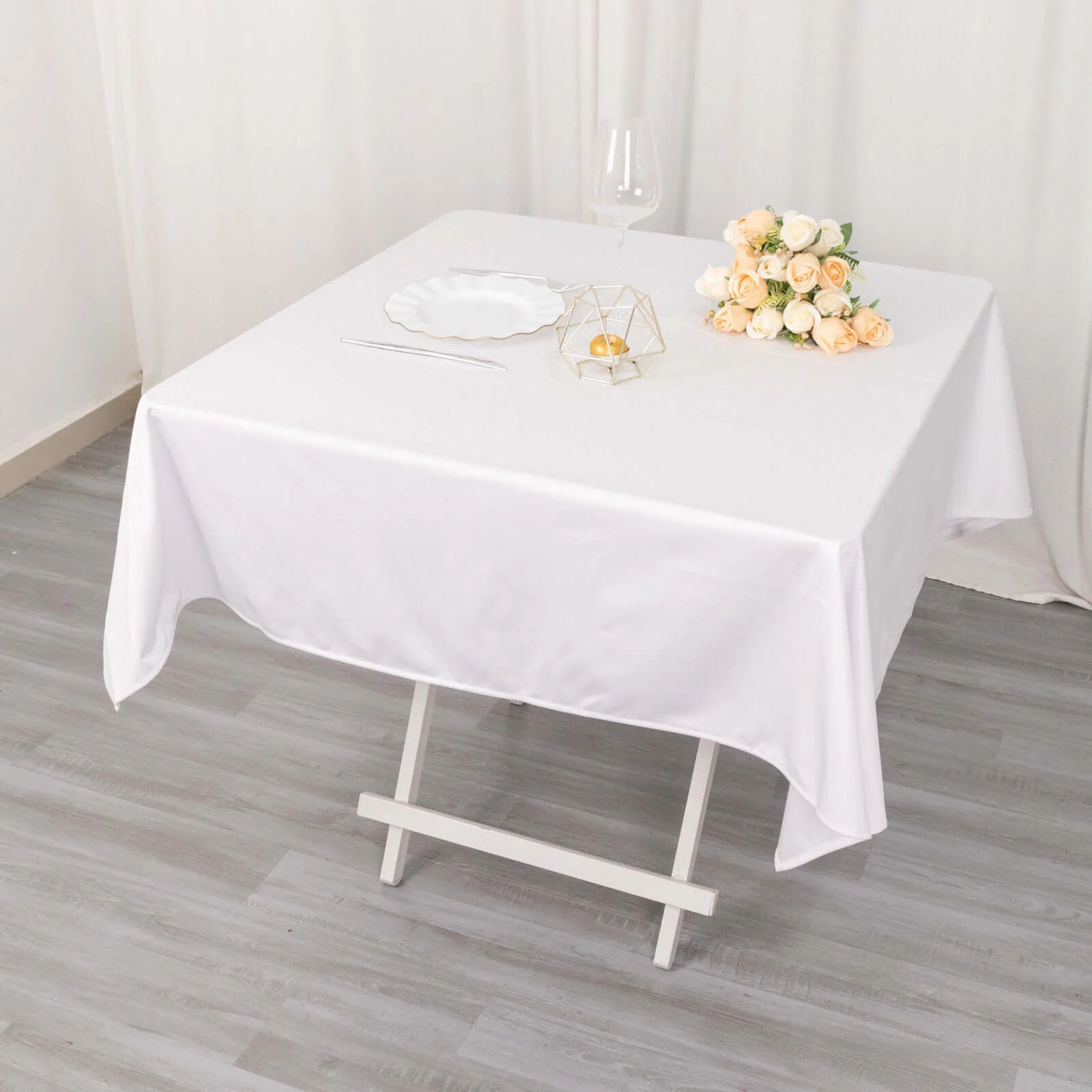 Scuba Square Tablecloth 54"x54" White - Wrinkle Free & Stain Resistant Sophisticated Table Cover - Image 3
