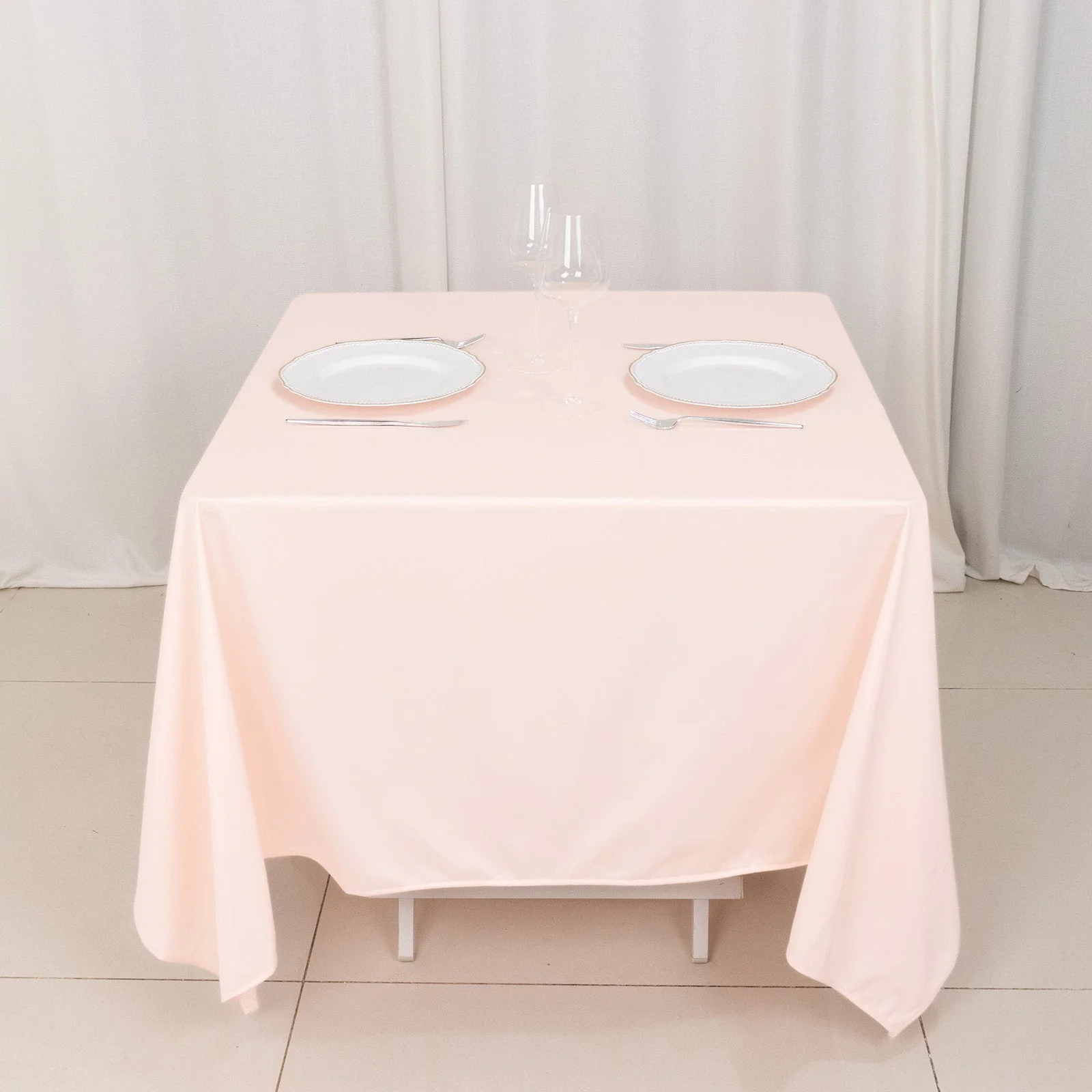 Scuba Square Tablecloth 70"x70" Blush - Wrinkle Free Table Cover - Image 12