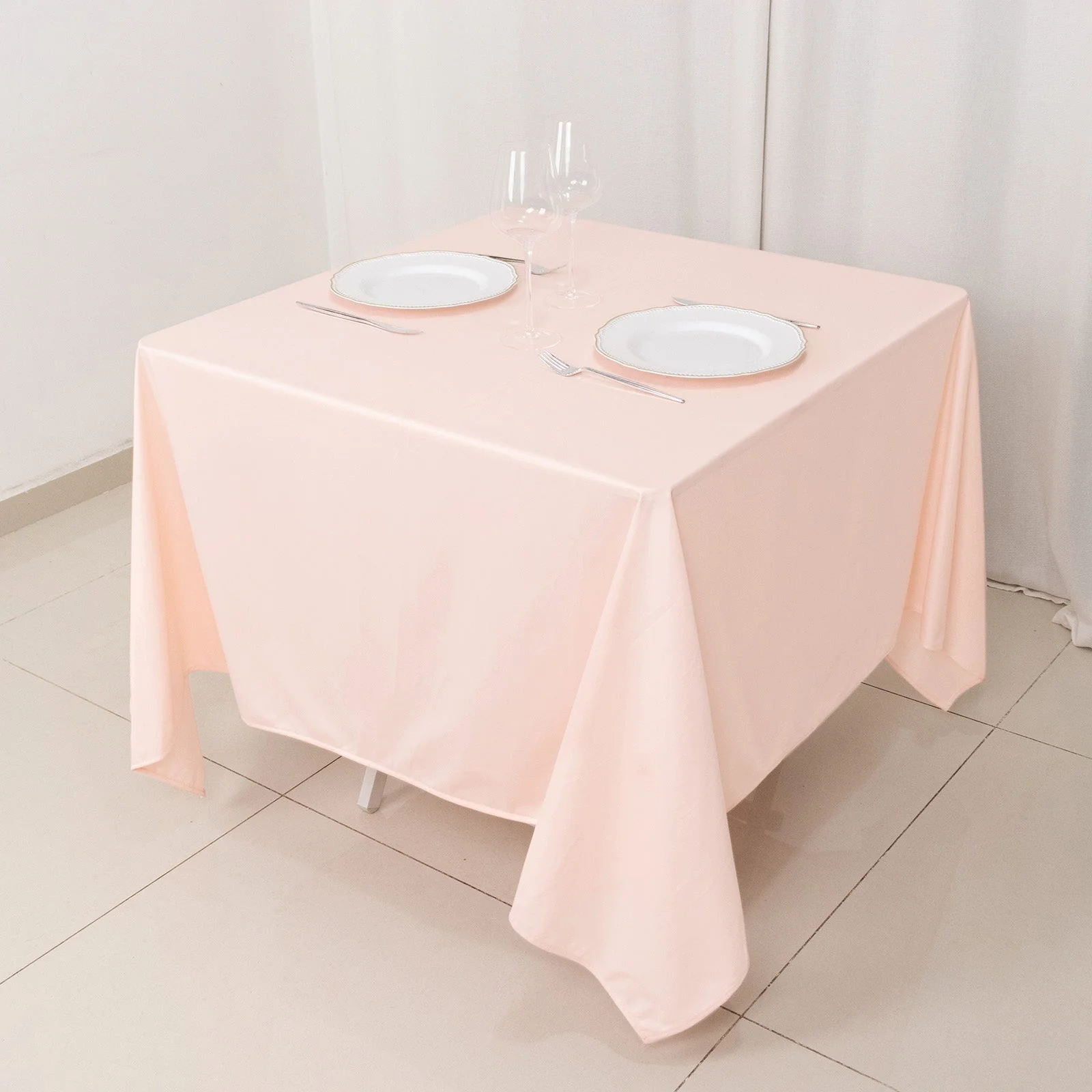 Scuba Square Tablecloth 70"x70" Blush - Wrinkle Free Table Cover - Image 16