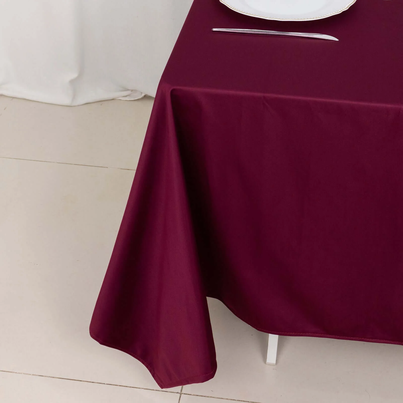 Scuba Square Tablecloth 70"x70" Burgundy - Wrinkle Free Table Cover - Image 2
