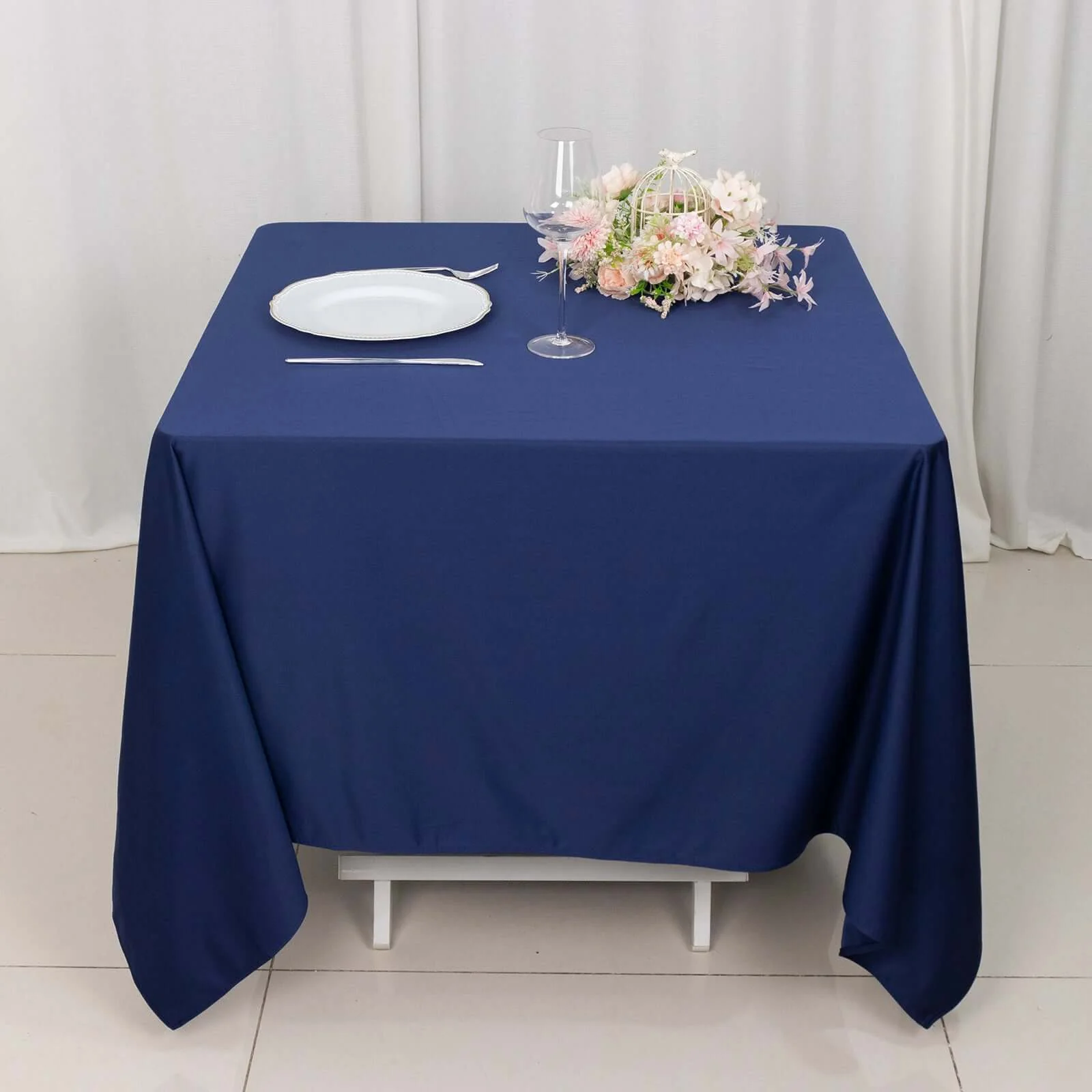 Scuba Square Tablecloth 70"x70" Navy Blue - Wrinkle Free Table Cover - Image 11