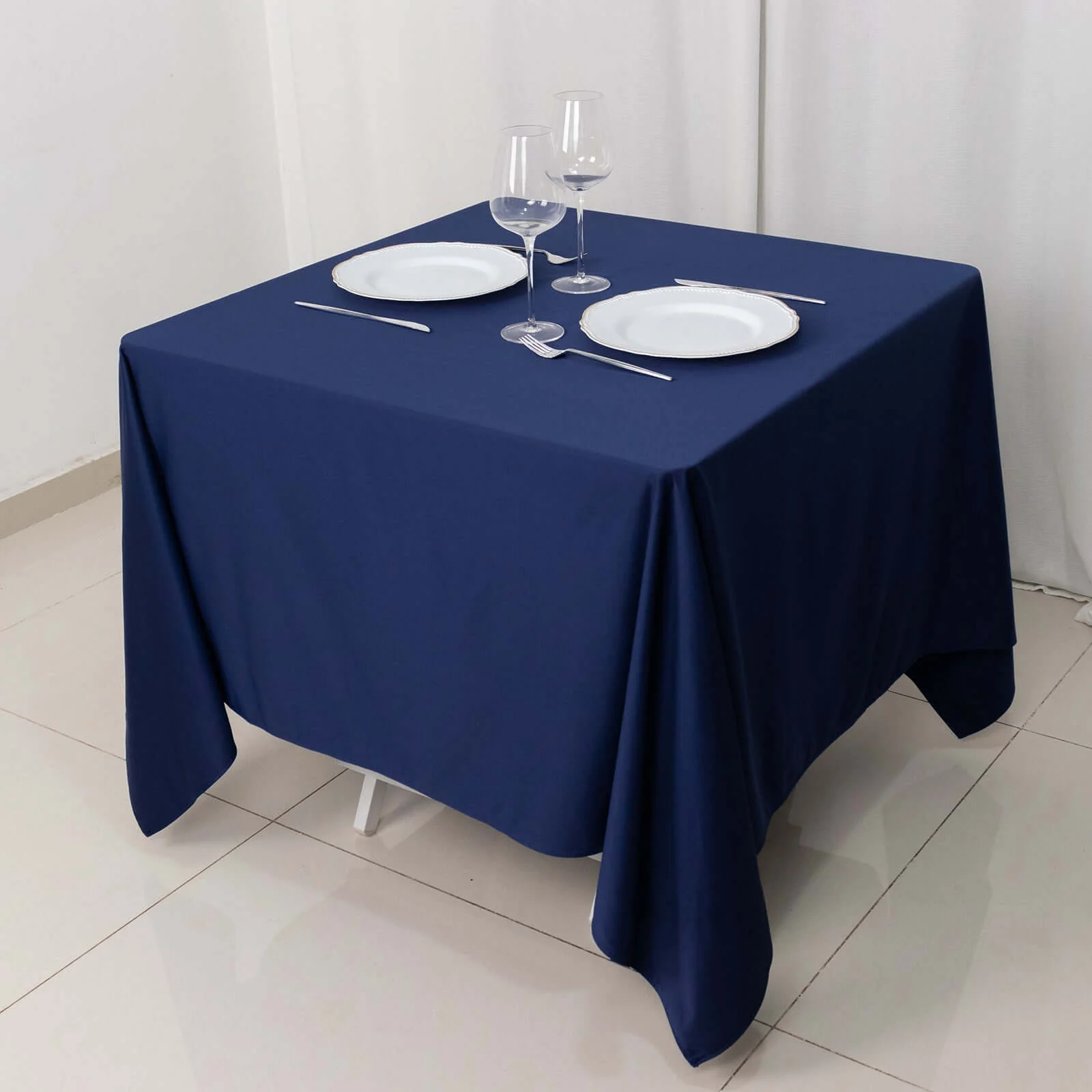 Scuba Square Tablecloth 70"x70" Navy Blue - Wrinkle Free Table Cover - Image 12
