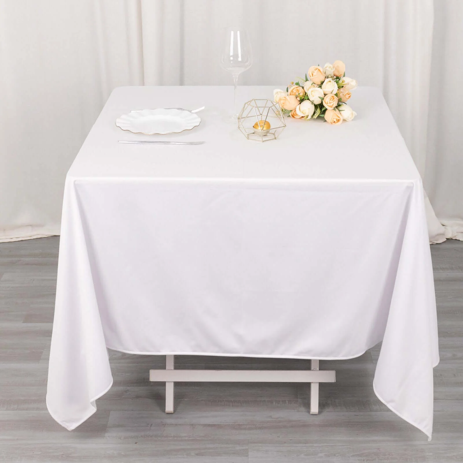 Scuba Square Tablecloth 70"x70" White - Wrinkle Free & Stain Resistant Sophisticated Table Cover - Image 3