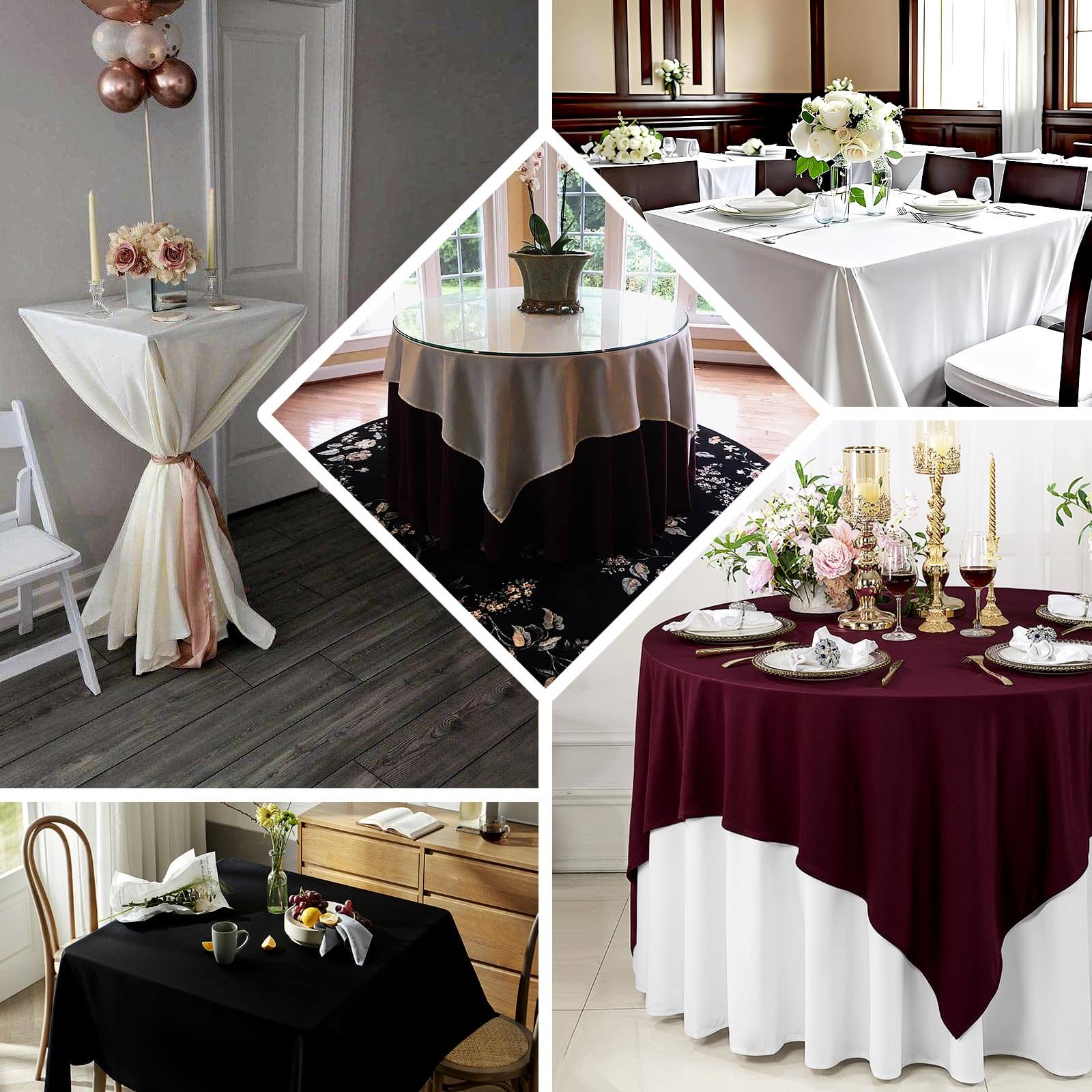 Scuba Square Tablecloth 70"x70" White - Wrinkle Free & Stain Resistant Sophisticated Table Cover - Image 5