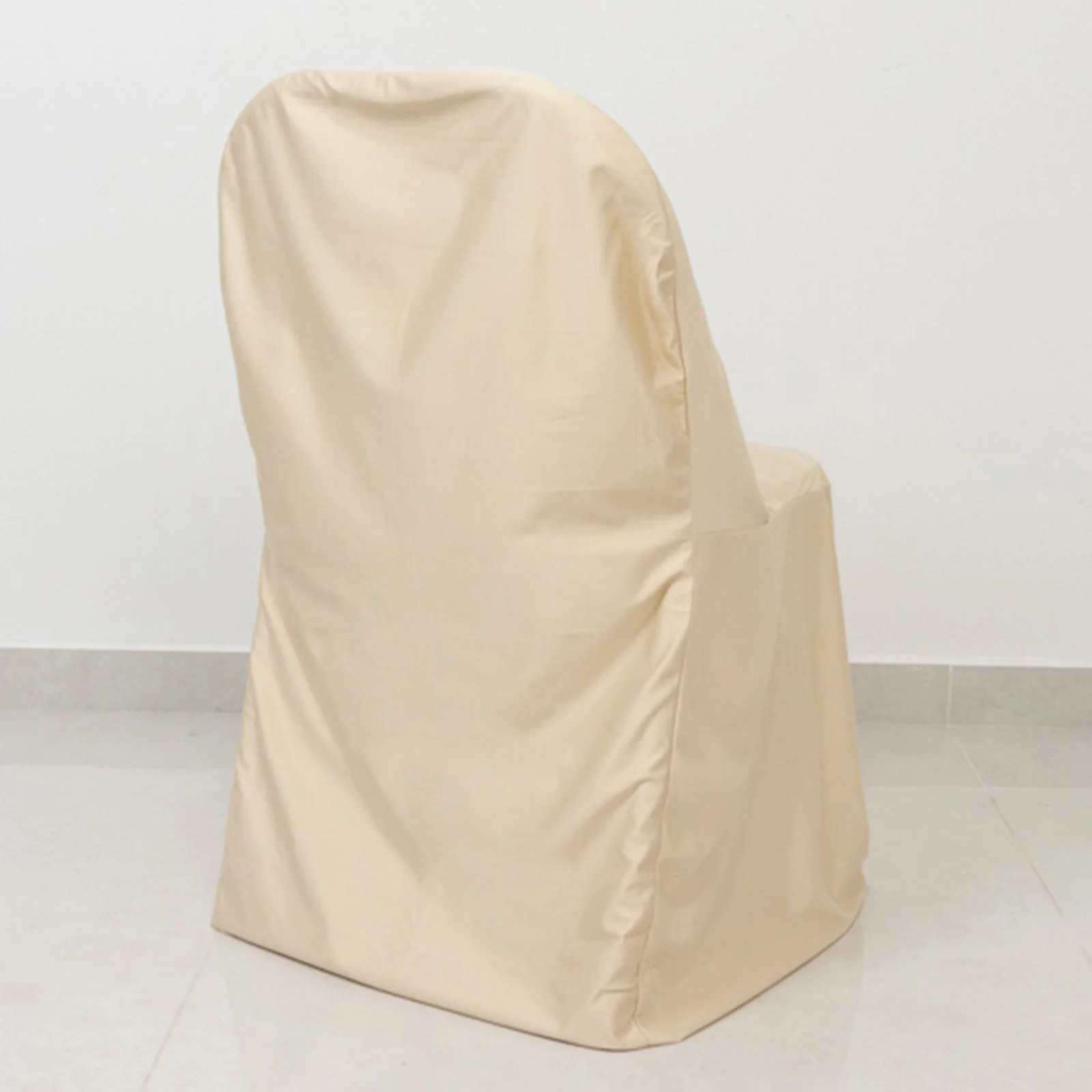 Scuba Stretch Folding Chair Cover Beige - Wrinkle Free & Durable Slipcover - Image 2