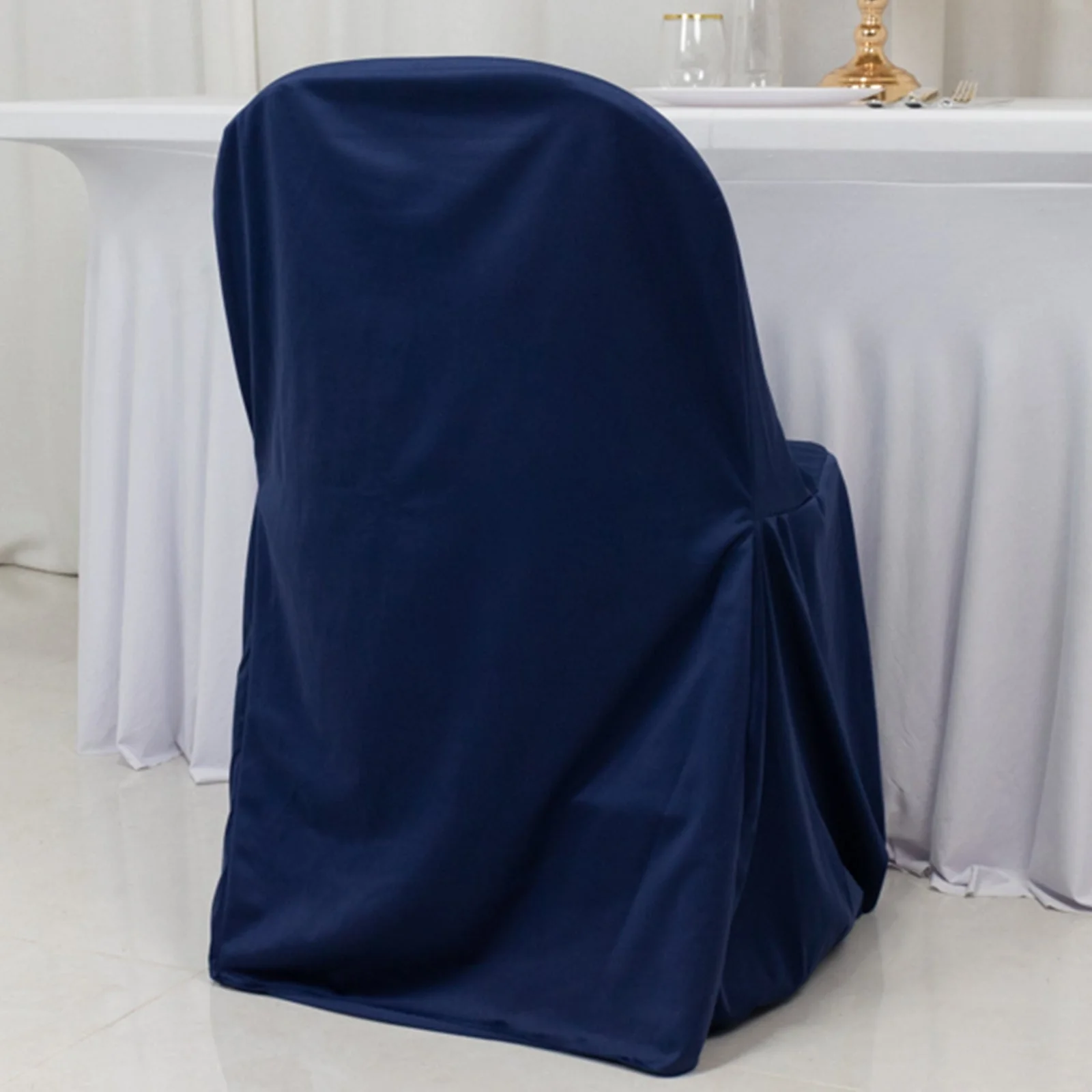 Scuba Stretch Folding Chair Cover Navy Blue - Wrinkle Free & Durable Slipcover - Image 2