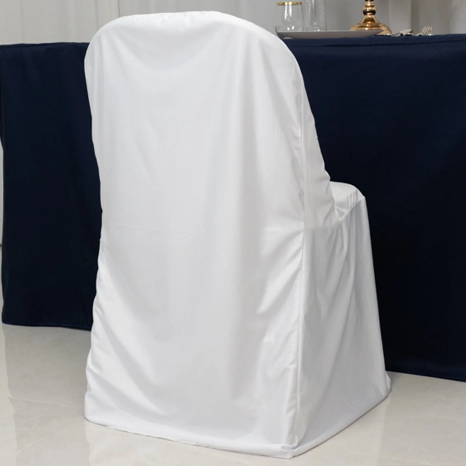 Scuba Stretch Folding Chair Cover White - Wrinkle Free & Durable Slipcover - Image 3