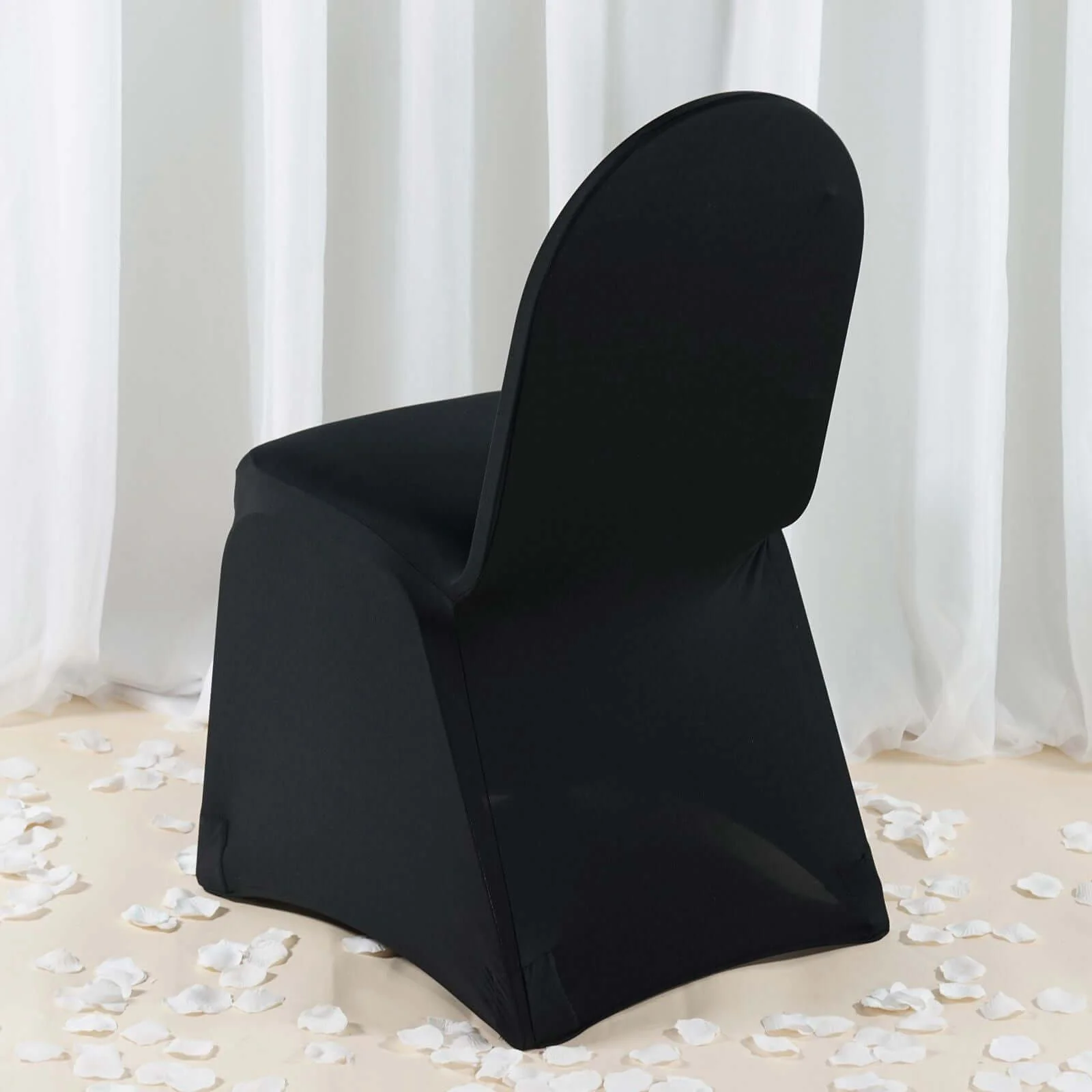 Premium Spandex Stretch Fitted Banquet Chair Cover 220GSM Black with Foot Pockets - Durable Slipcover - Image 2