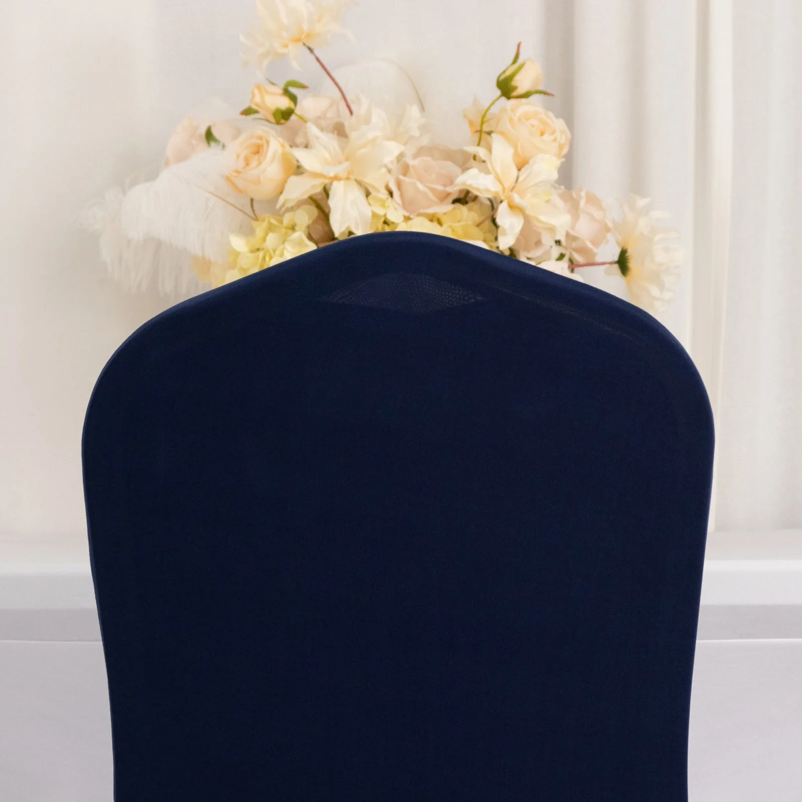 Premium Spandex Stretch Fitted Banquet Chair Cover 220GSM Navy Blue with Foot Pockets - Durable Slipcover - Image 6