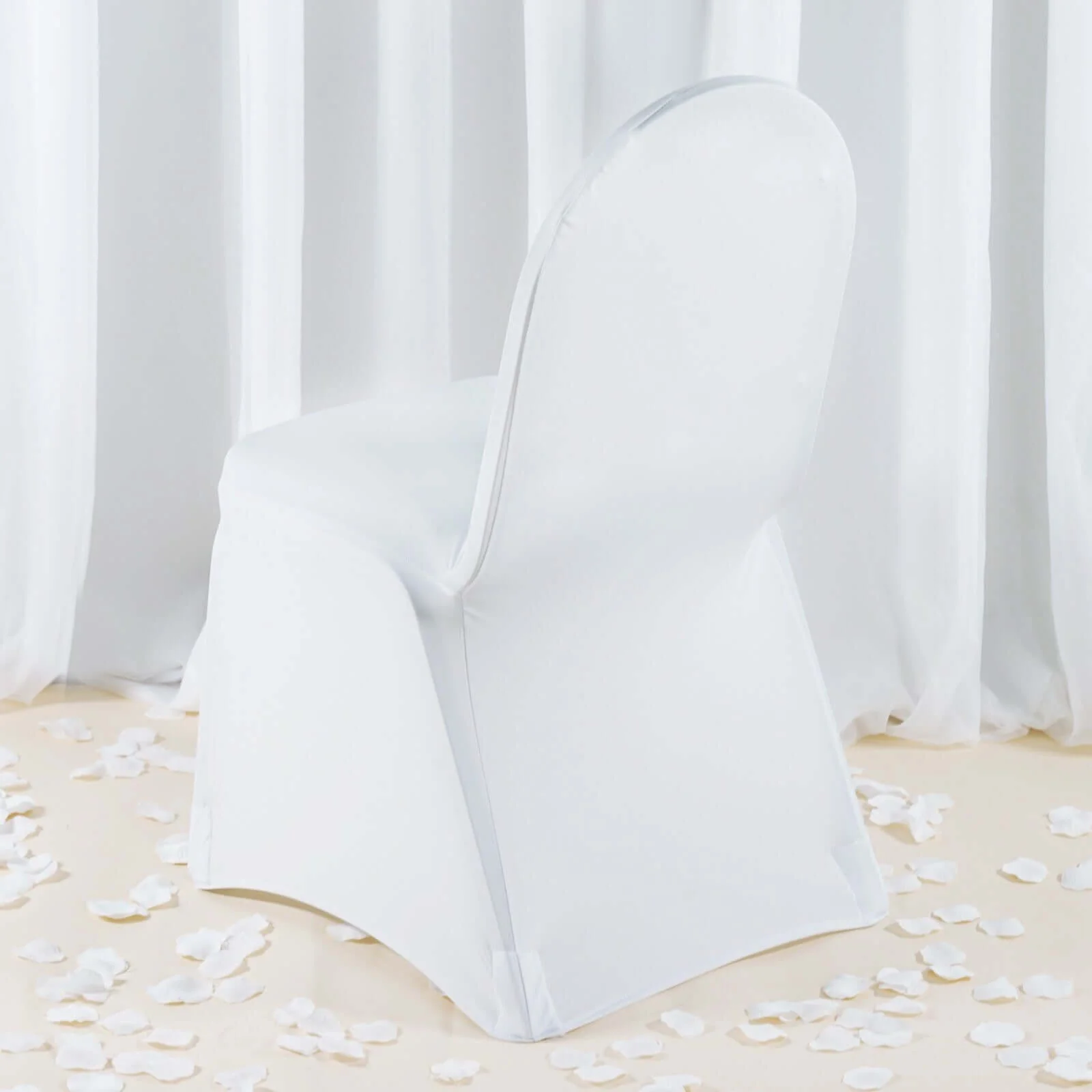 Premium Spandex Stretch Fitted Banquet Chair Cover 220GSM White with Foot Pockets - Sleek Durable Slipcover for Formal Events - Image 2