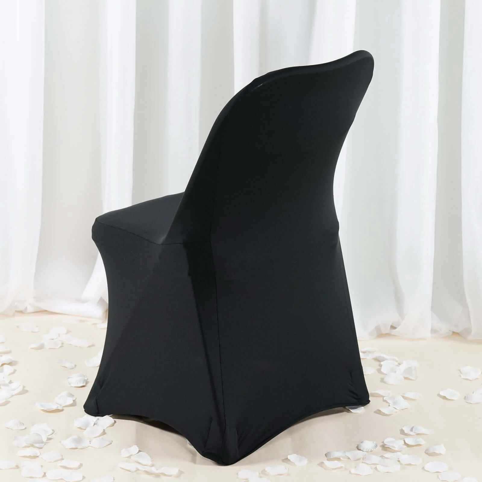Premium Spandex Stretch Fitted Folding Chair Cover 220GSM Black with Foot Pockets - Durable Slipcover for Events - Image 2
