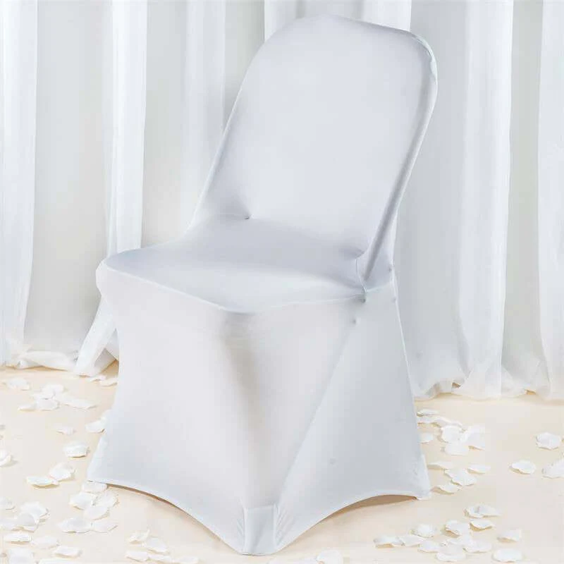 Premium Spandex Stretch Fitted Folding Chair Cover 220GSM White with Foot Pockets - Durable Slipcover