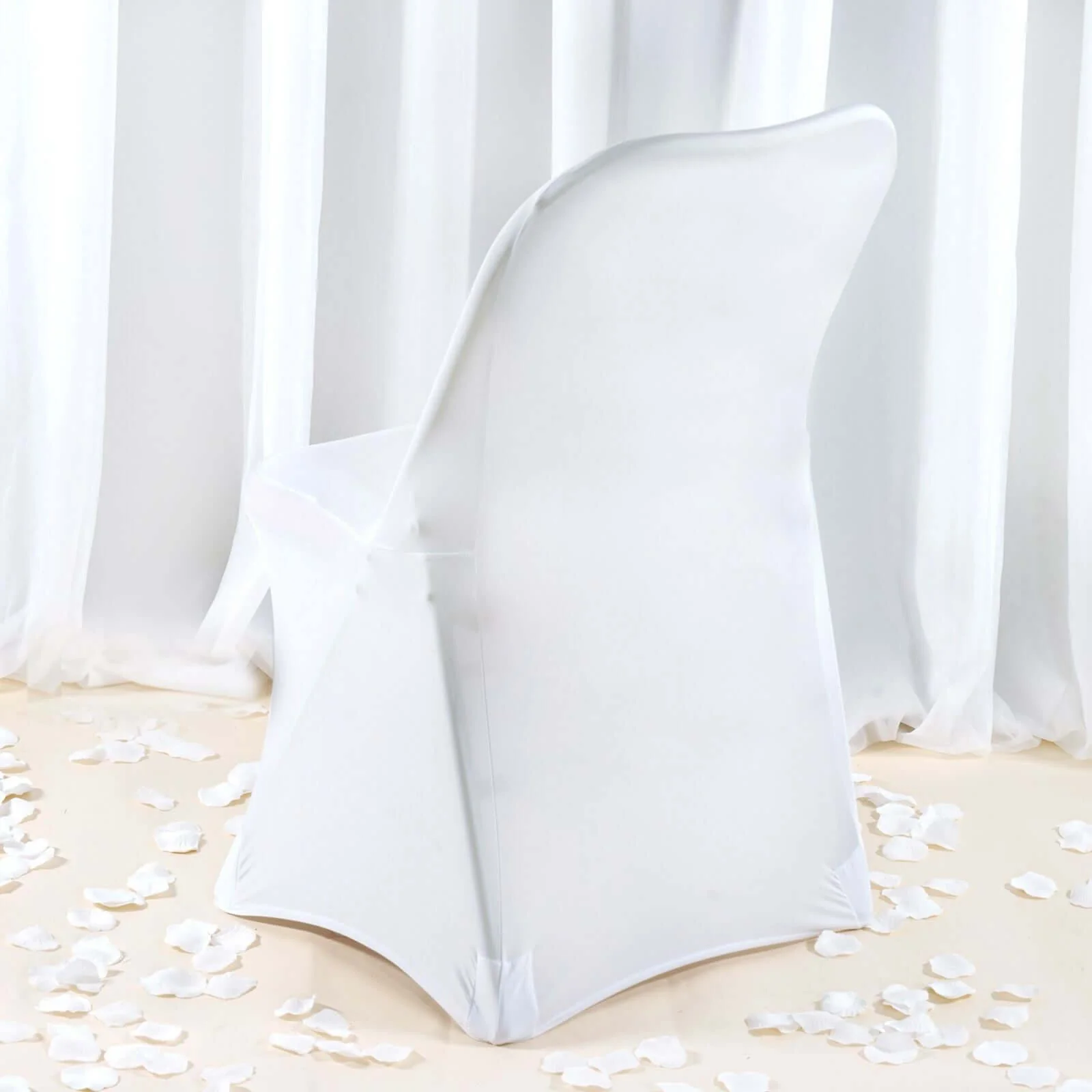 Premium Spandex Stretch Fitted Folding Chair Cover 220GSM White with Foot Pockets - Durable Slipcover - Image 2
