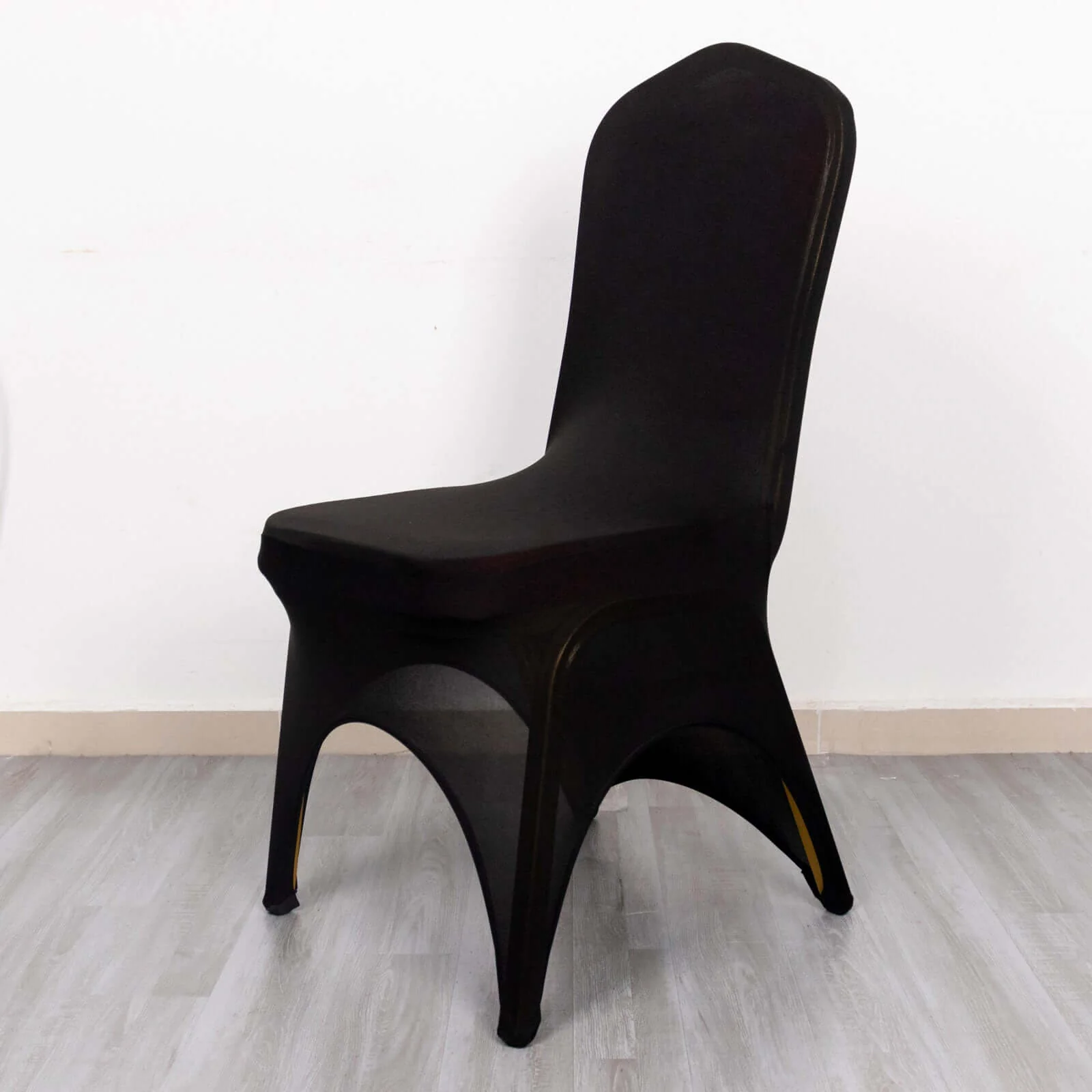Premium Stretch Spandex Banquet Chair Cover Black 160GSM with Foot Pockets - Fitted 3-Way Open Arch Slipcover