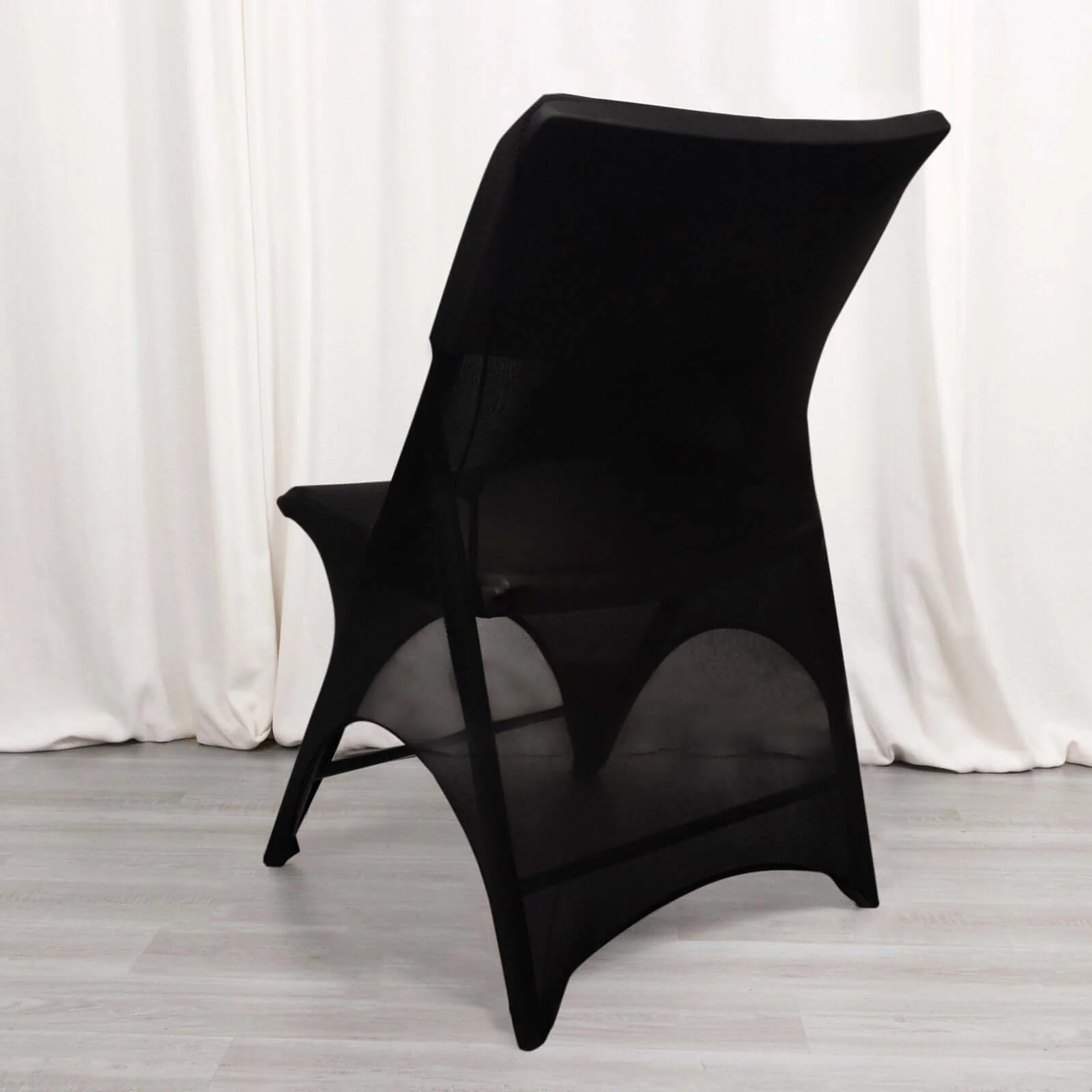 Premium Stretch Spandex Folding Chair Cover Black - 160GSM 3-Way Open Arch Fitted Slipcover with Foot Pockets - Image 2