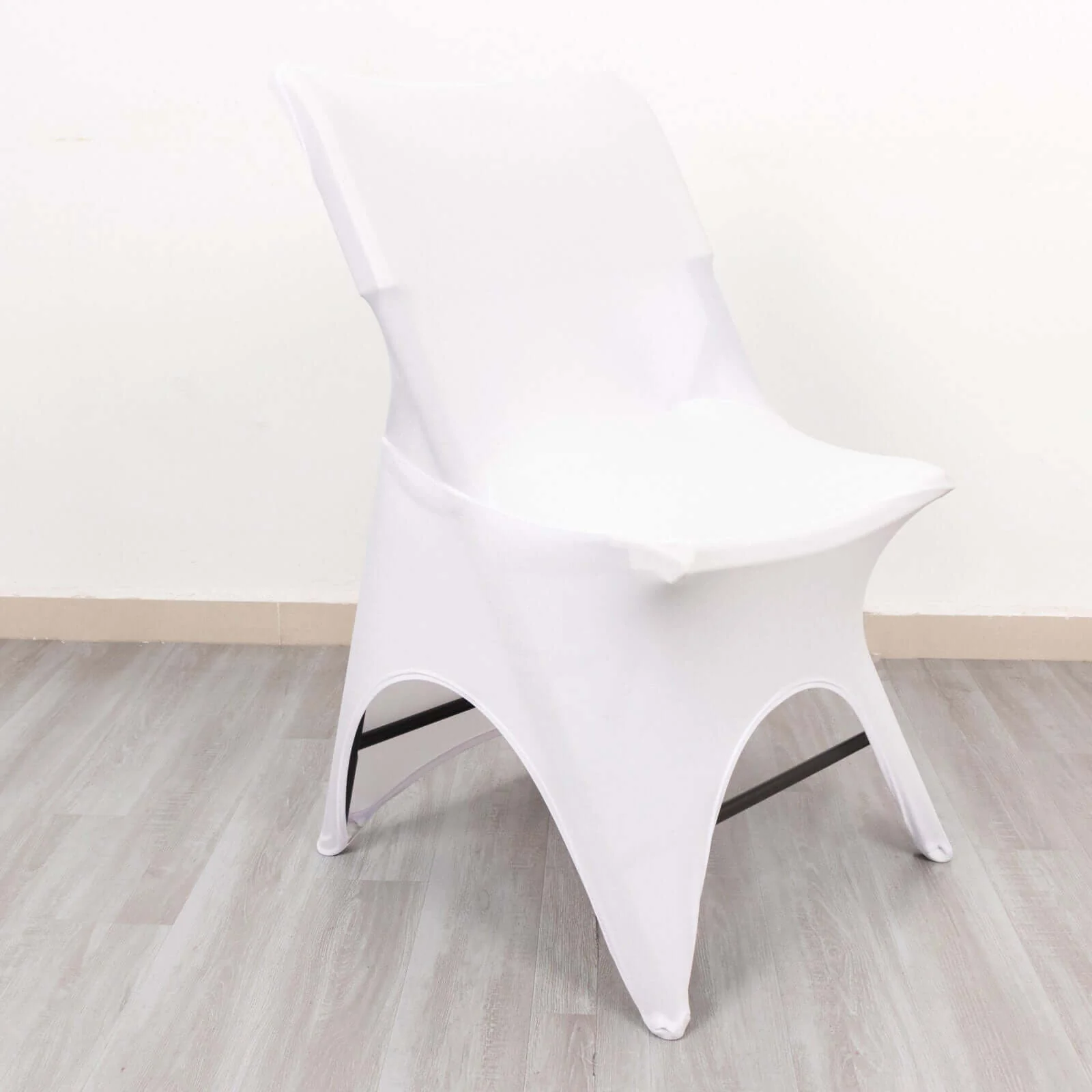 Premium Stretch Spandex Folding Chair Cover White - 160GSM Modern 3-Way Open Arch Design Fitted Slipcover with Foot Pockets - Image 3