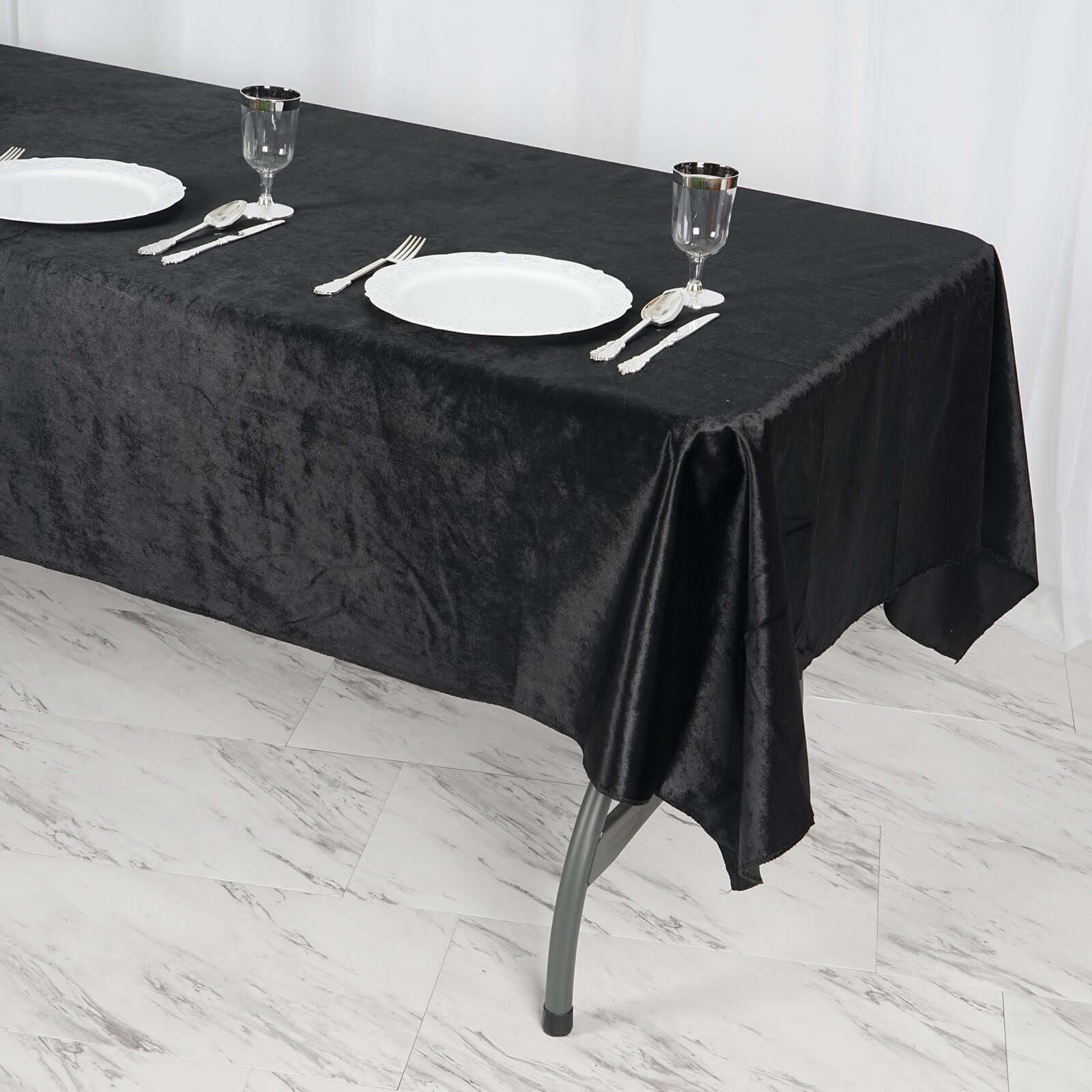 Premium Velvet Rectangle Tablecloth 60"x102" Black - Exquisite Soft Textured Feel Reusable Table Cover - Image 2
