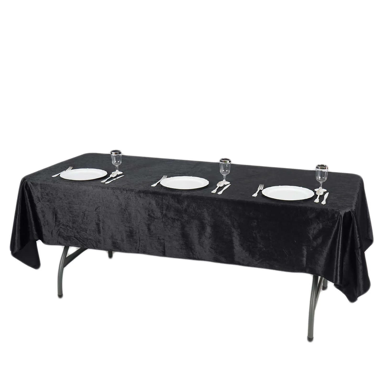 Premium Velvet Rectangle Tablecloth 60"x102" Black - Exquisite Soft Textured Feel Reusable Table Cover - Image 3