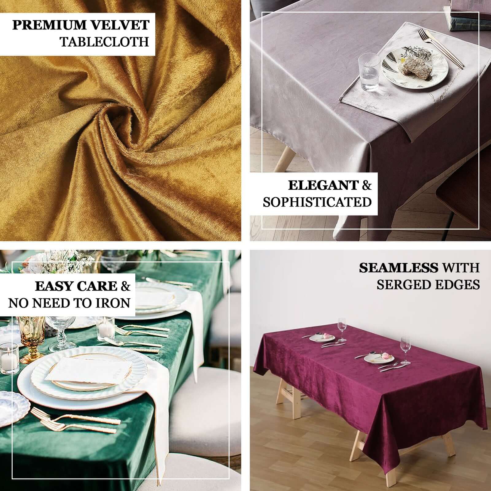 Premium Velvet Rectangle Tablecloth 60"x102" Black - Exquisite Soft Textured Feel Reusable Table Cover - Image 4