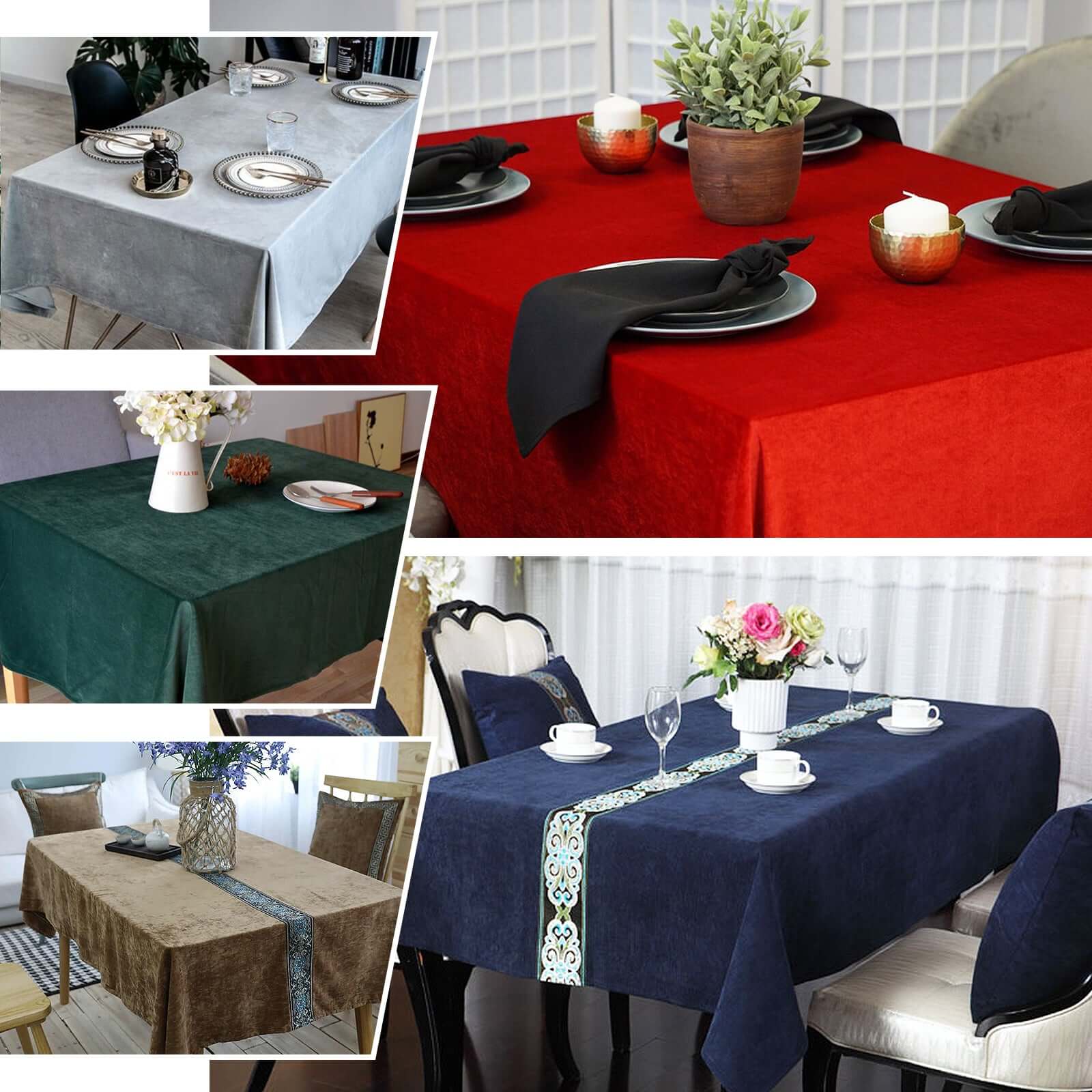 Premium Velvet Rectangle Tablecloth 60"x102" Black - Exquisite Soft Textured Feel Reusable Table Cover - Image 5