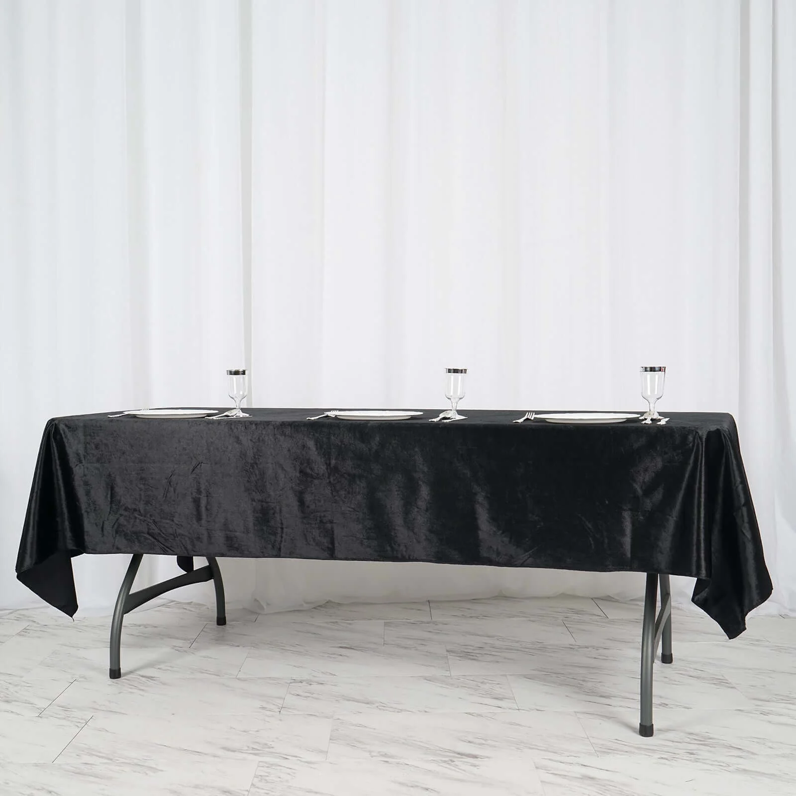 Premium Velvet Rectangle Tablecloth 60"x102" Black - Exquisite Soft Textured Feel Reusable Table Cover - Image 7
