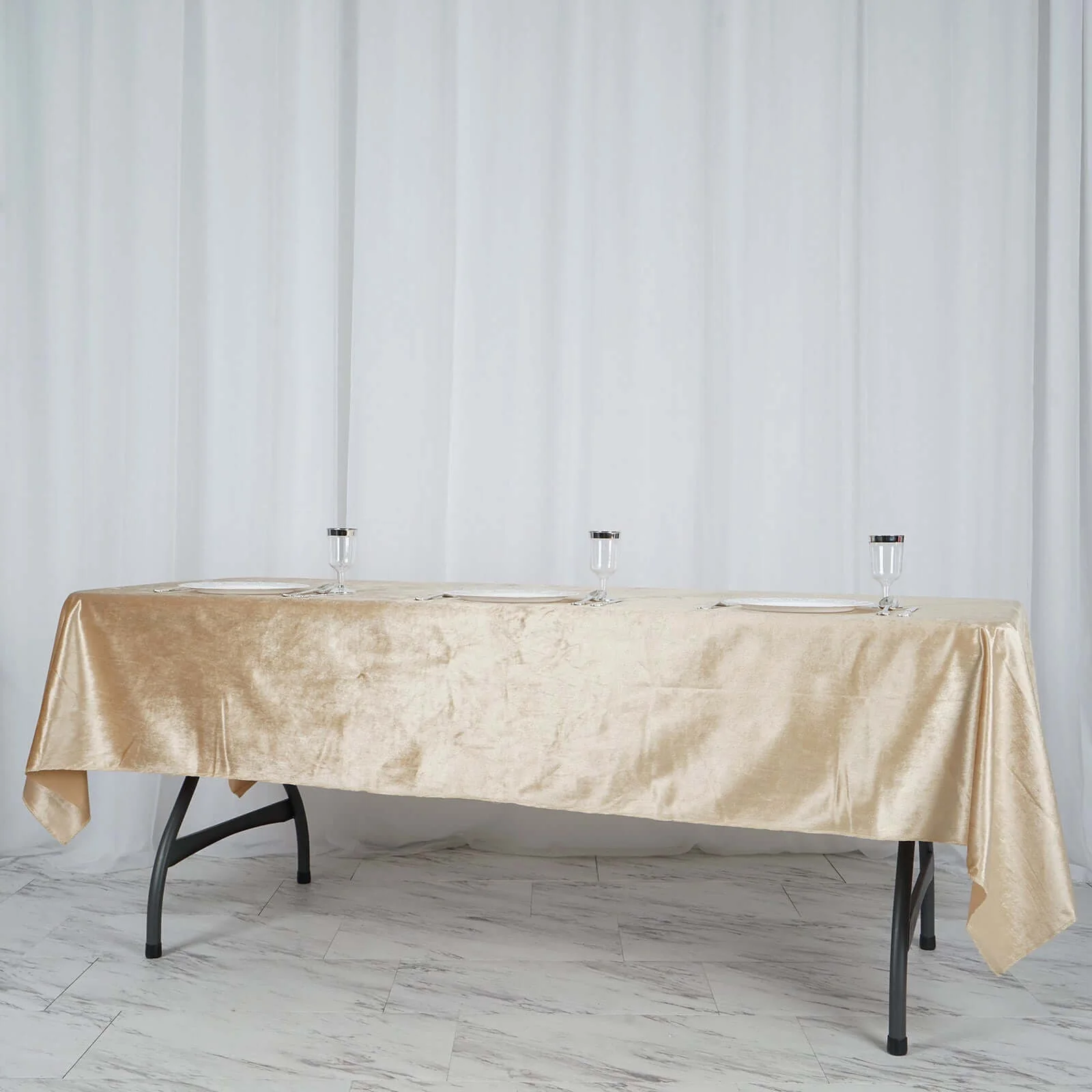 Premium Velvet Rectangle Tablecloth 60"x102" Champagne - Soft Textured Feel Reusable Table Cover - Image 7
