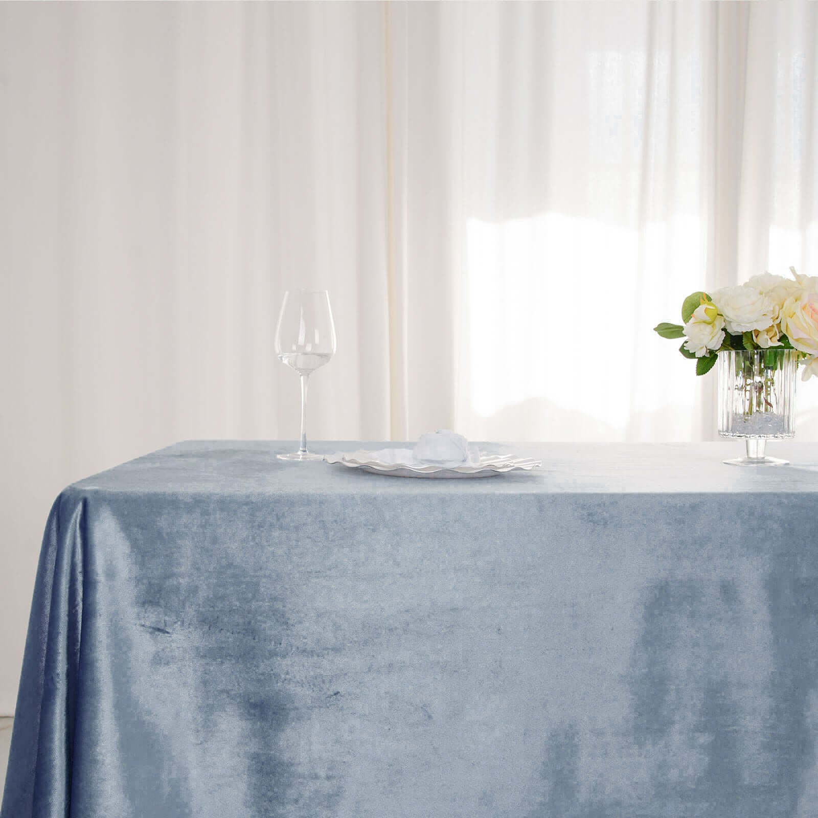 Premium Velvet Rectangle Tablecloth 60"x102" Dusty Blue - Soft Textured Feel Reusable Table Cover - Image 7
