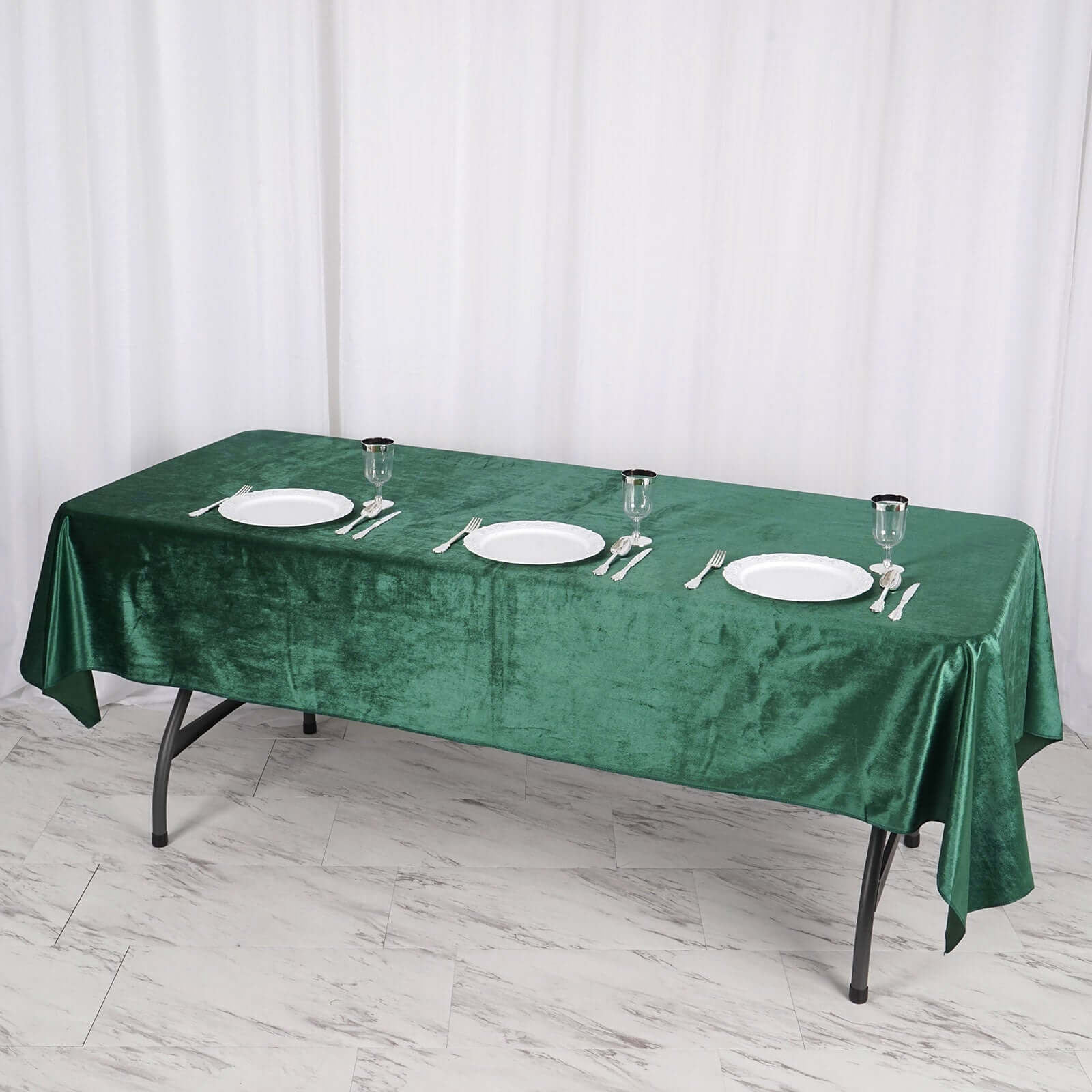 Premium Velvet Rectangle Tablecloth 60"x102" Hunter Emerald Green - Soft Textured Feel Reusable Table Cover - Image 5