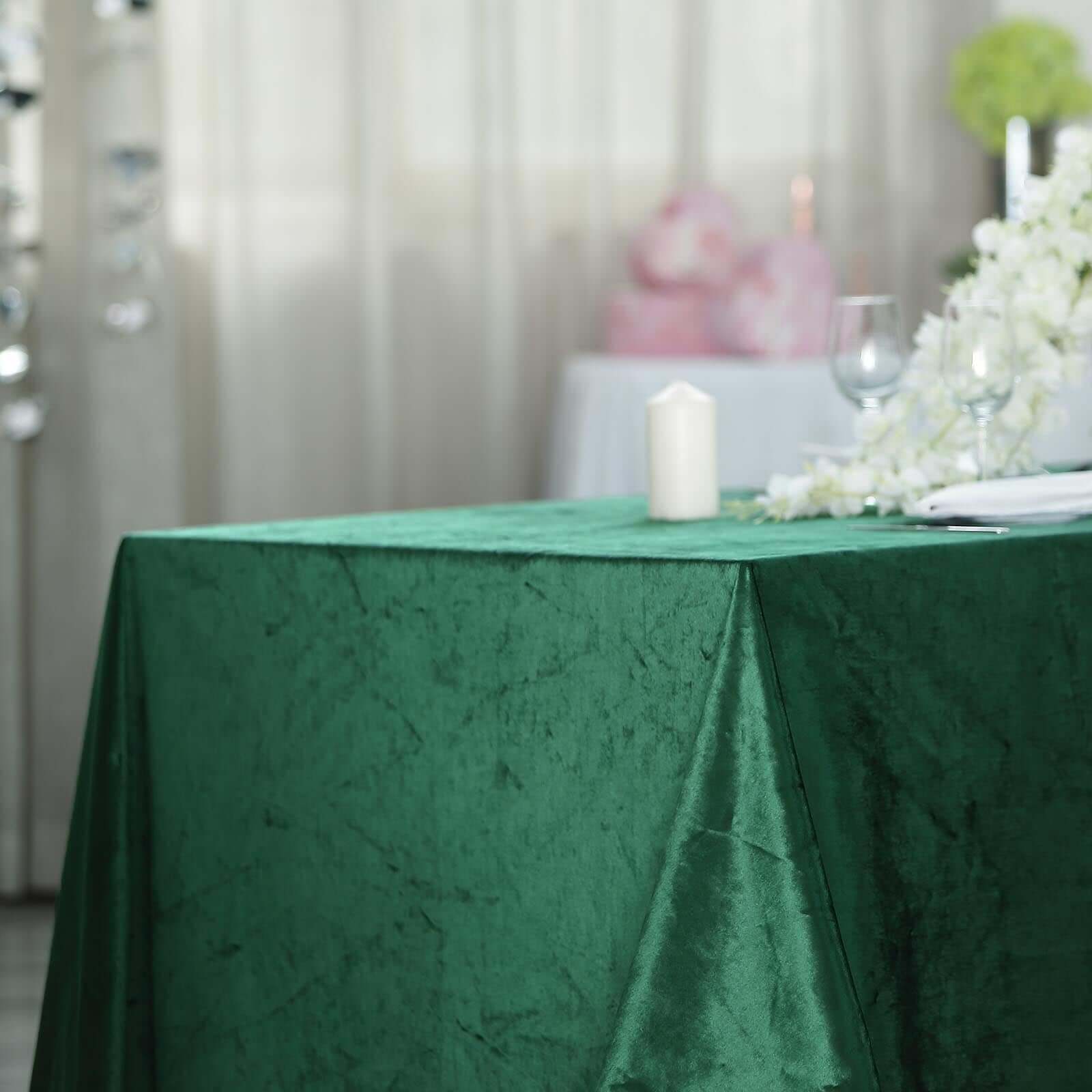 Premium Velvet Rectangle Tablecloth 60"x102" Hunter Emerald Green - Soft Textured Feel Reusable Table Cover - Image 7