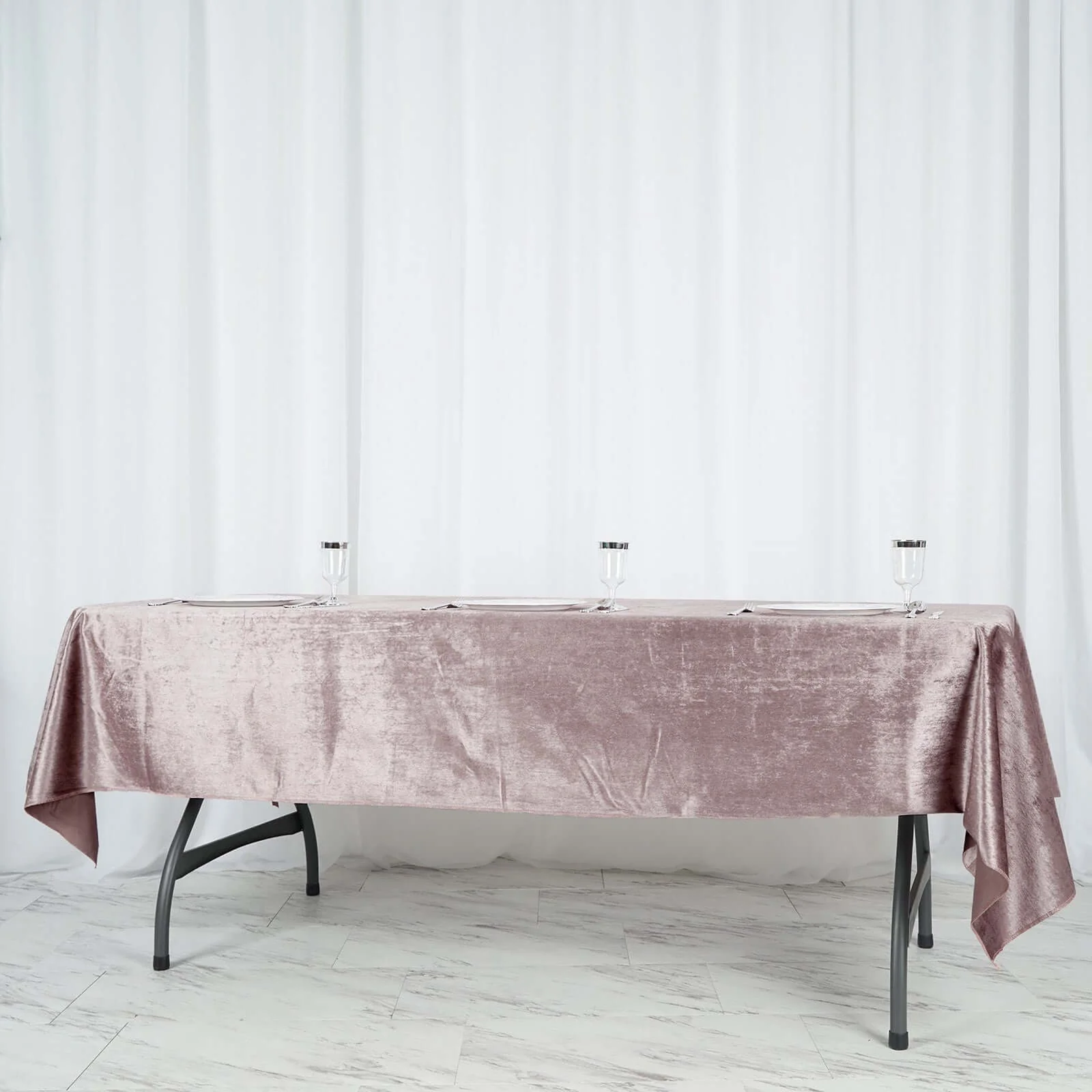 Premium Velvet Rectangle Tablecloth 60"x102" Mauve -Soft Textured Feel Reusable Table Cover - Image 7