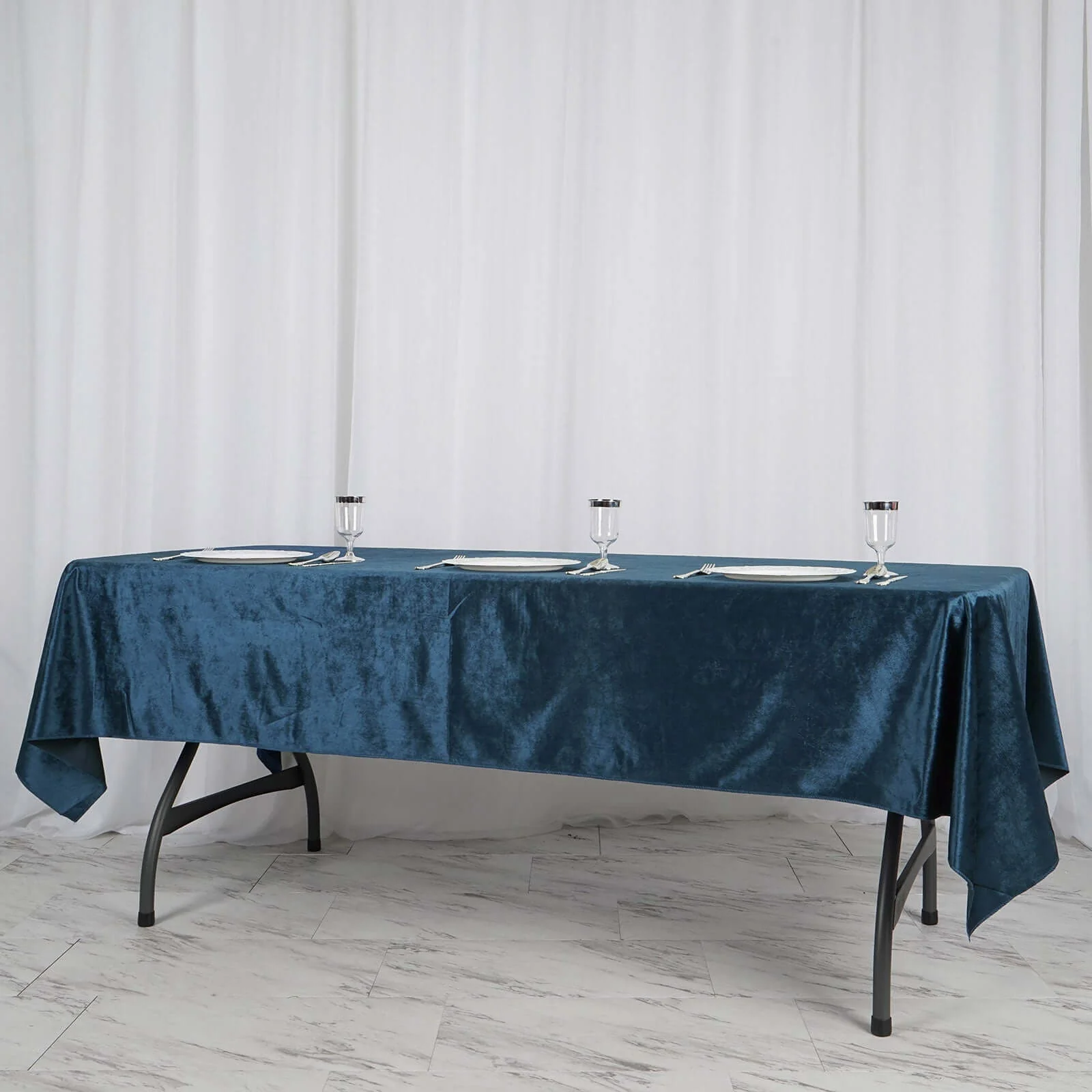 Premium Velvet Rectangle Tablecloth 60"x102" Navy Blue - Soft Textured Feel Reusable Table Cover - Image 7