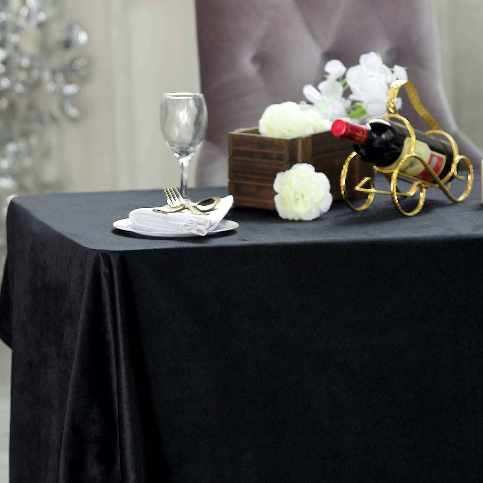 Premium Velvet Rectangle Tablecloth 90"x132" Black - Soft Textured Feel Luxe Reusable Seamless Table Cover - Image 6
