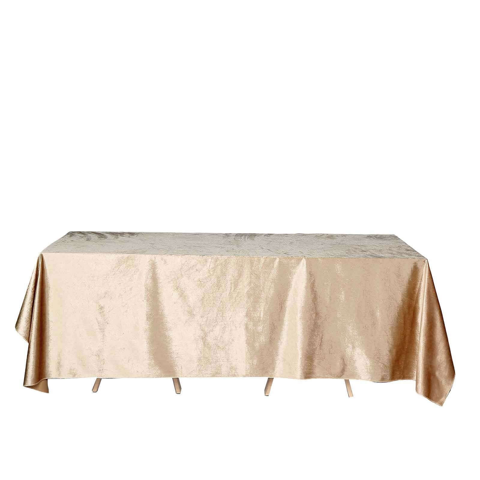 Premium Velvet Rectangle Tablecloth 90"x132" Champagne - Soft Textured Feel Reusable Seamless Table Cover - Image 6